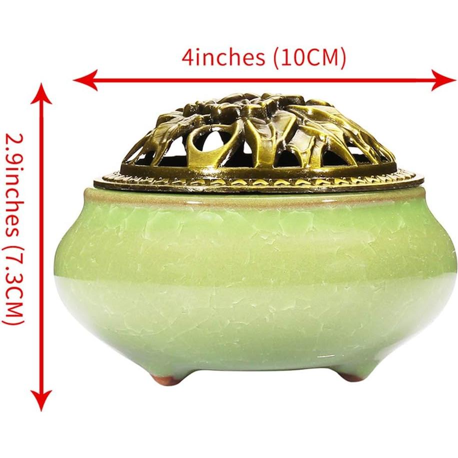 Quemador de Incienso MIUPOO Cerámica Verde Claro 10cm