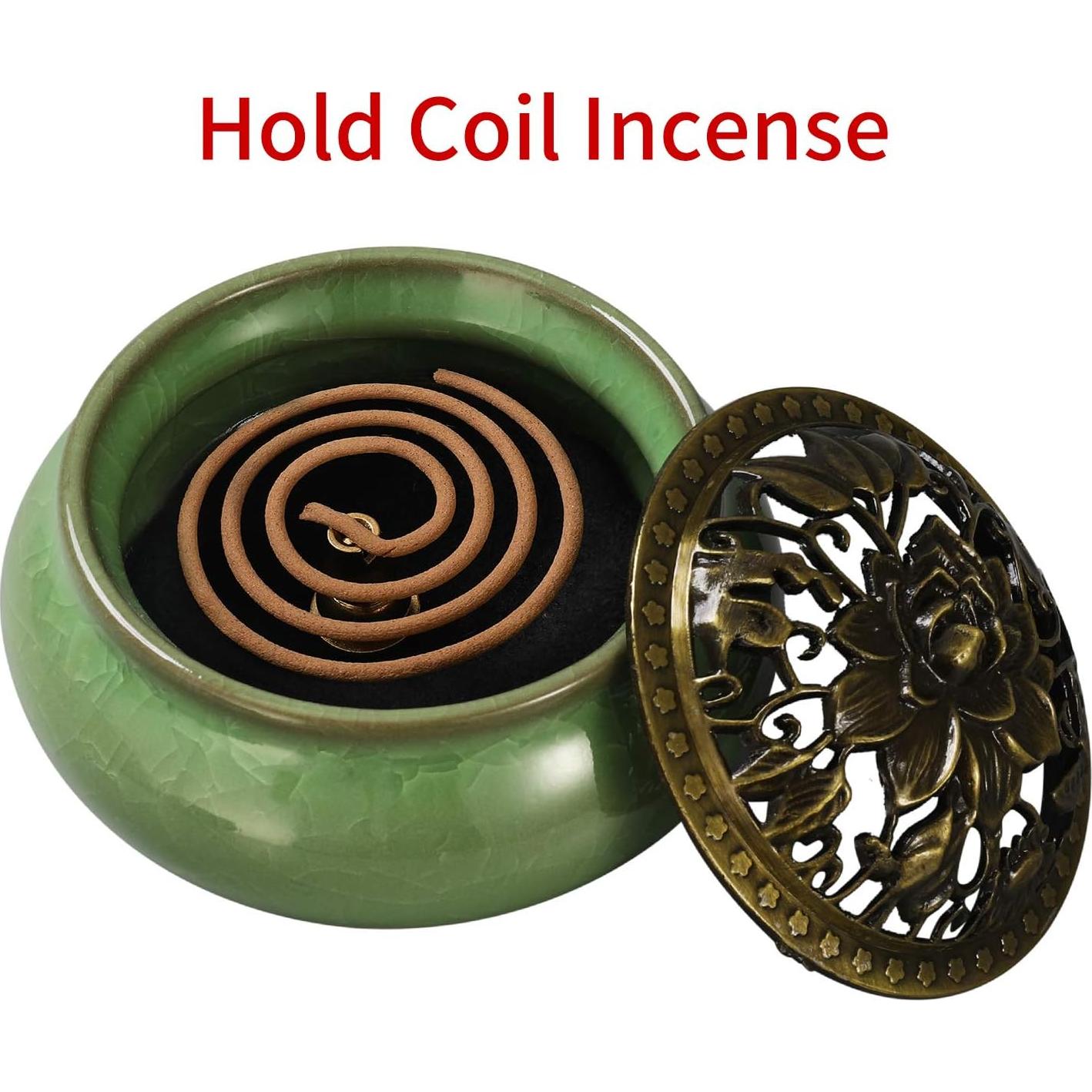 Quemador de Incienso MIUPOO Cerámica Verde Claro 10cm