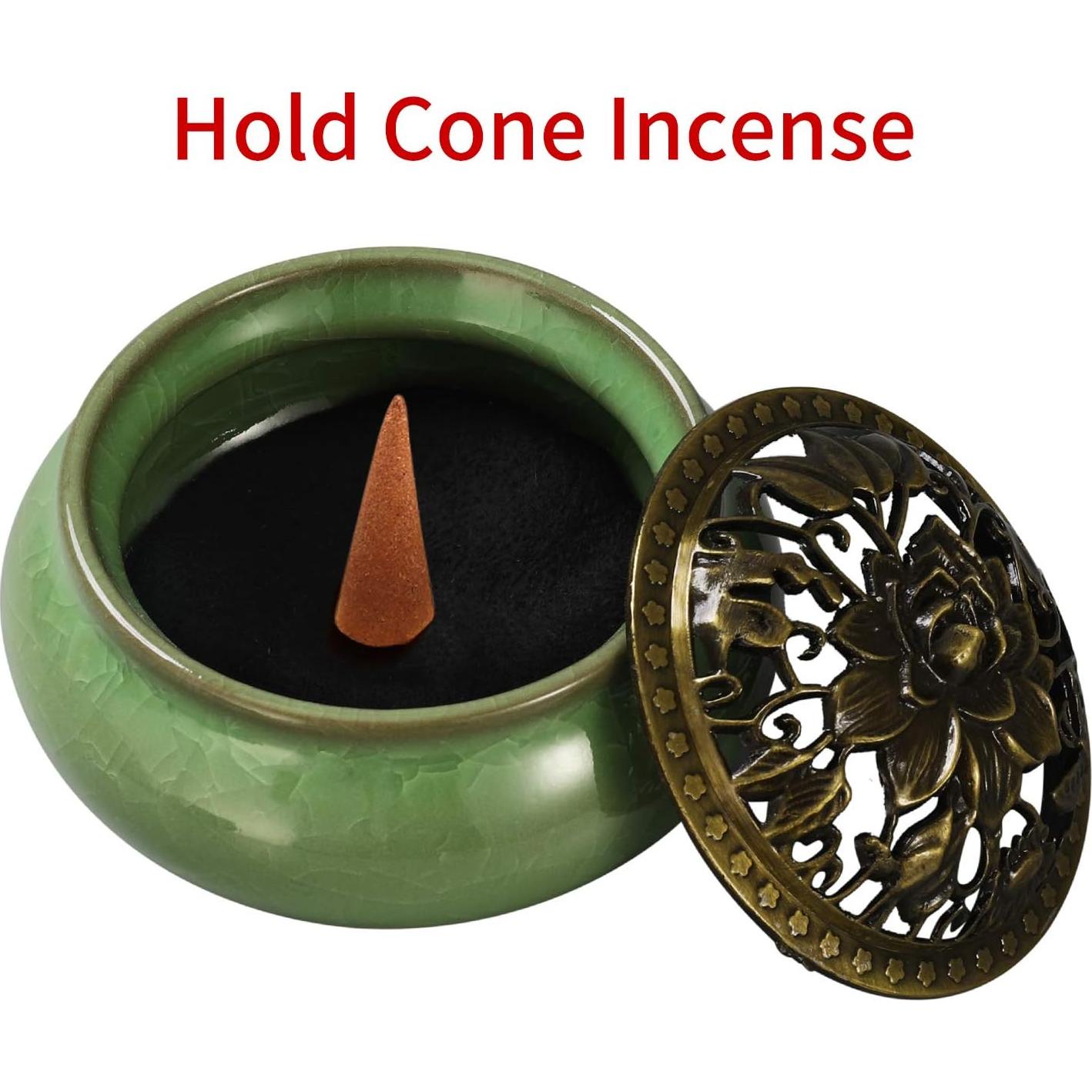 Quemador de Incienso MIUPOO Cerámica Verde Claro 10cm