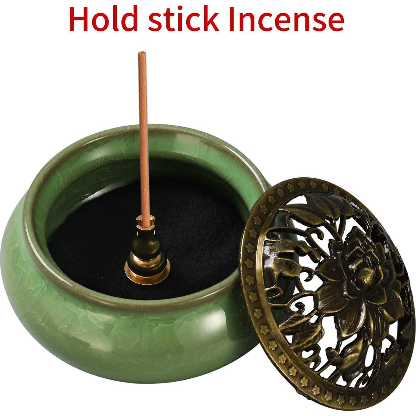 Quemador de Incienso MIUPOO Cerámica Verde Claro 10cm