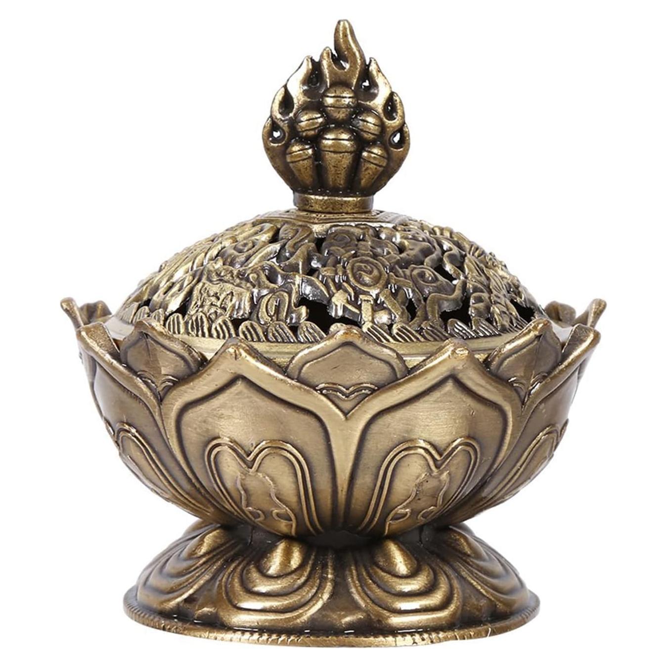 Quemador de Incienso Clásico QRZLP de Cobre Antiguo 7.8cm