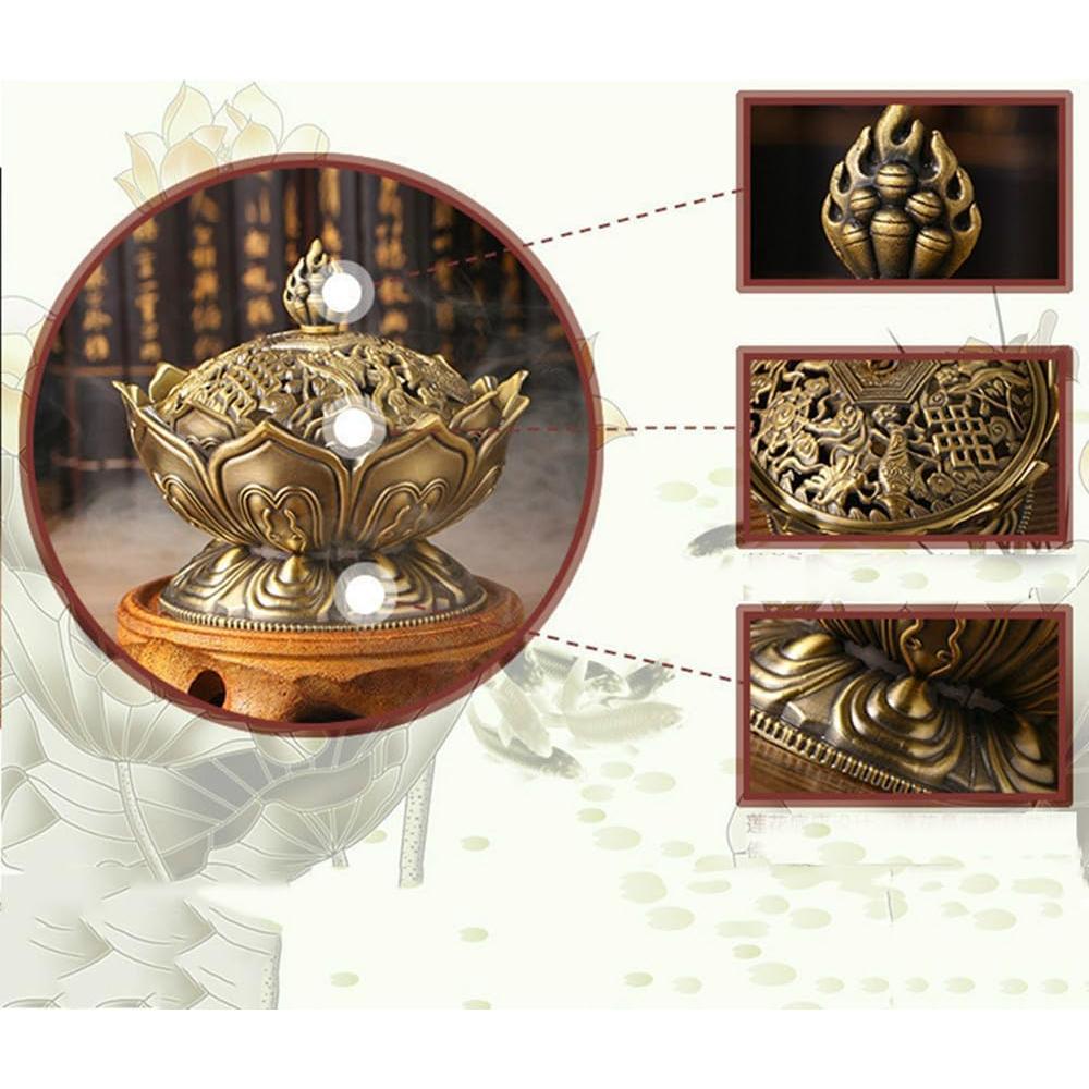 Quemador de Incienso Clásico QRZLP de Cobre Antiguo 7.8cm