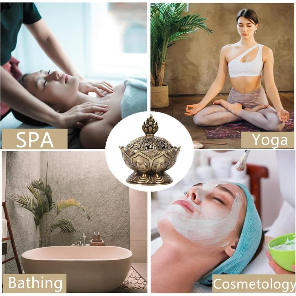 Quemador de Incienso Clásico QRZLP de Cobre Antiguo 7.8cm