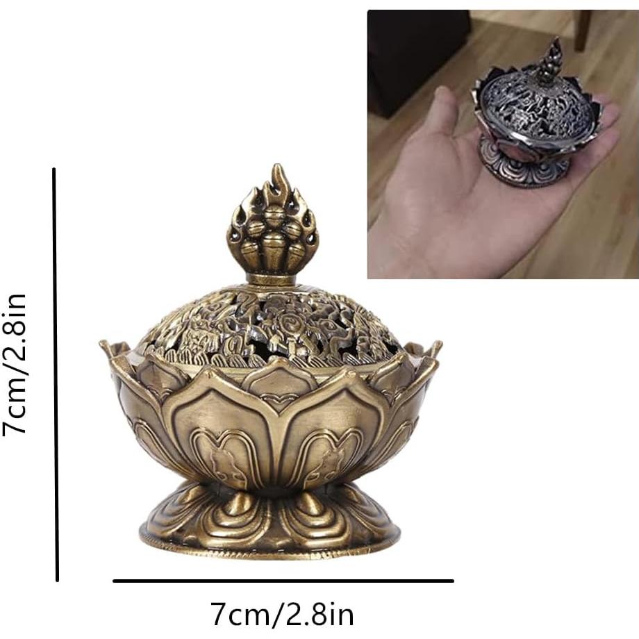 Quemador de Incienso Clásico QRZLP de Cobre Antiguo 7.8cm