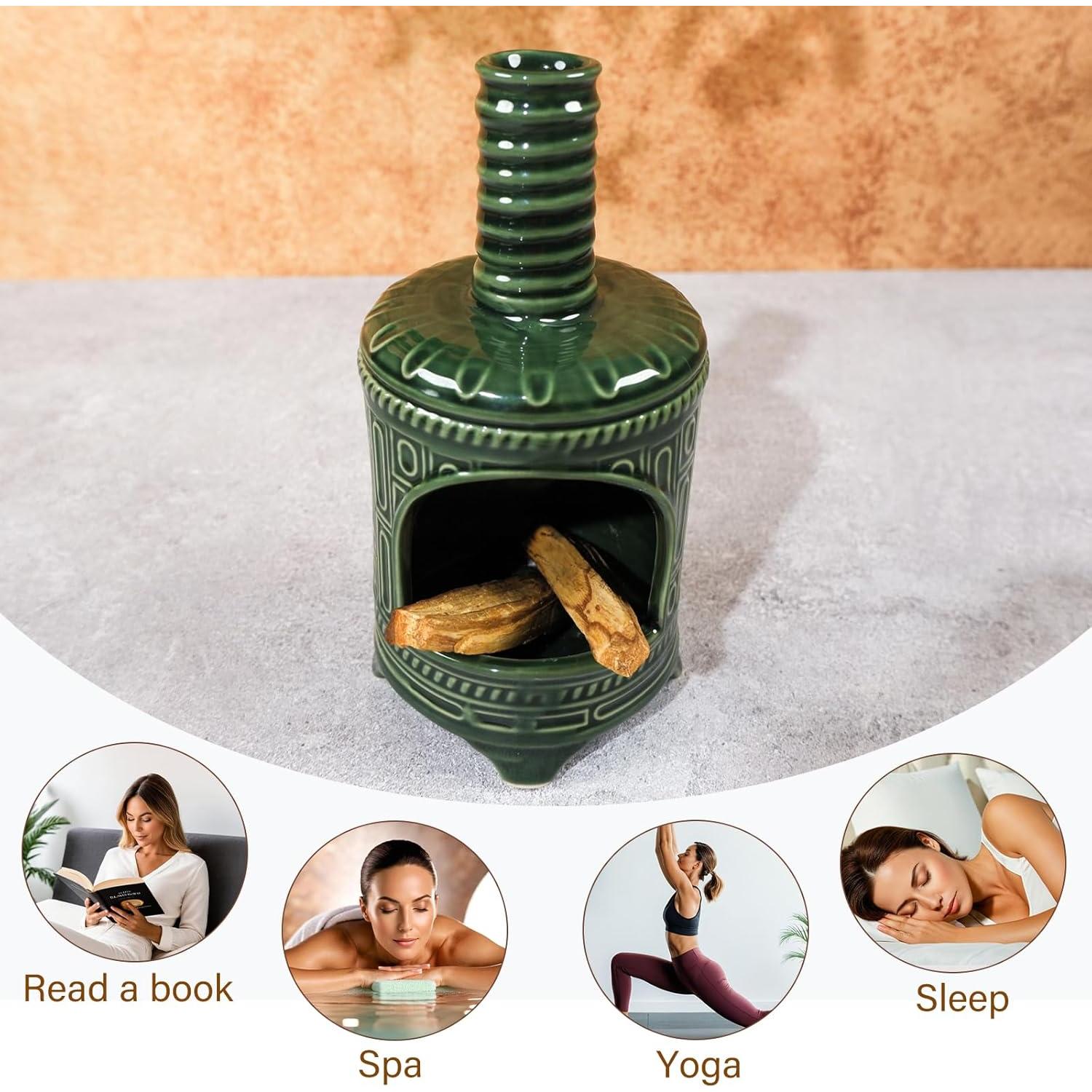 Soporte de Palo Santo Cerámica MOUGIGI Retro Verde 19.5 cm