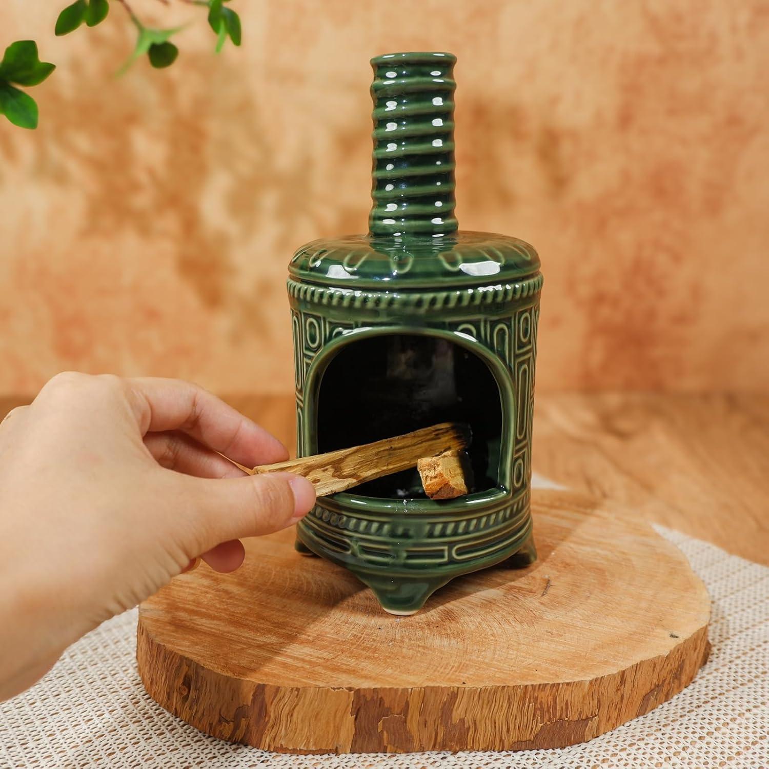 Soporte de Palo Santo Cerámica MOUGIGI Retro Verde 19.5 cm