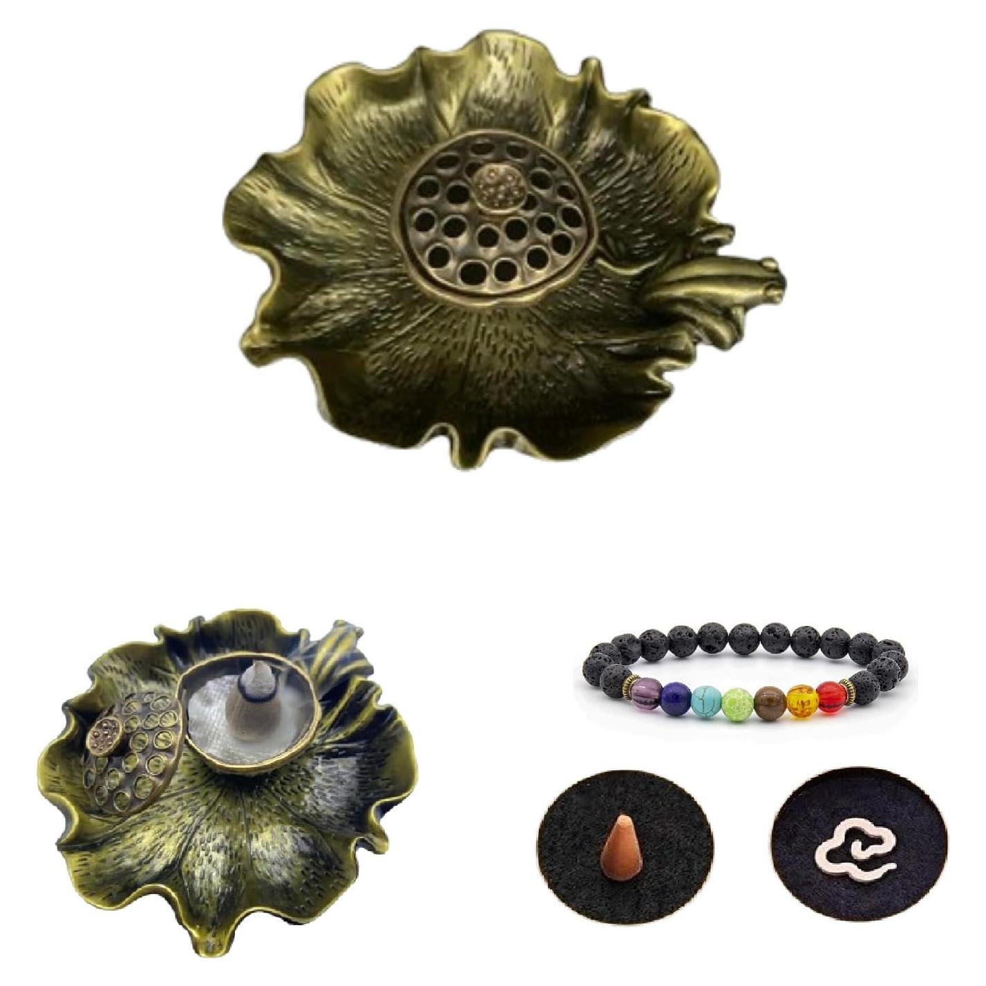 Quemador de Incienso Mini Loto y Rana JTK Design Bronce