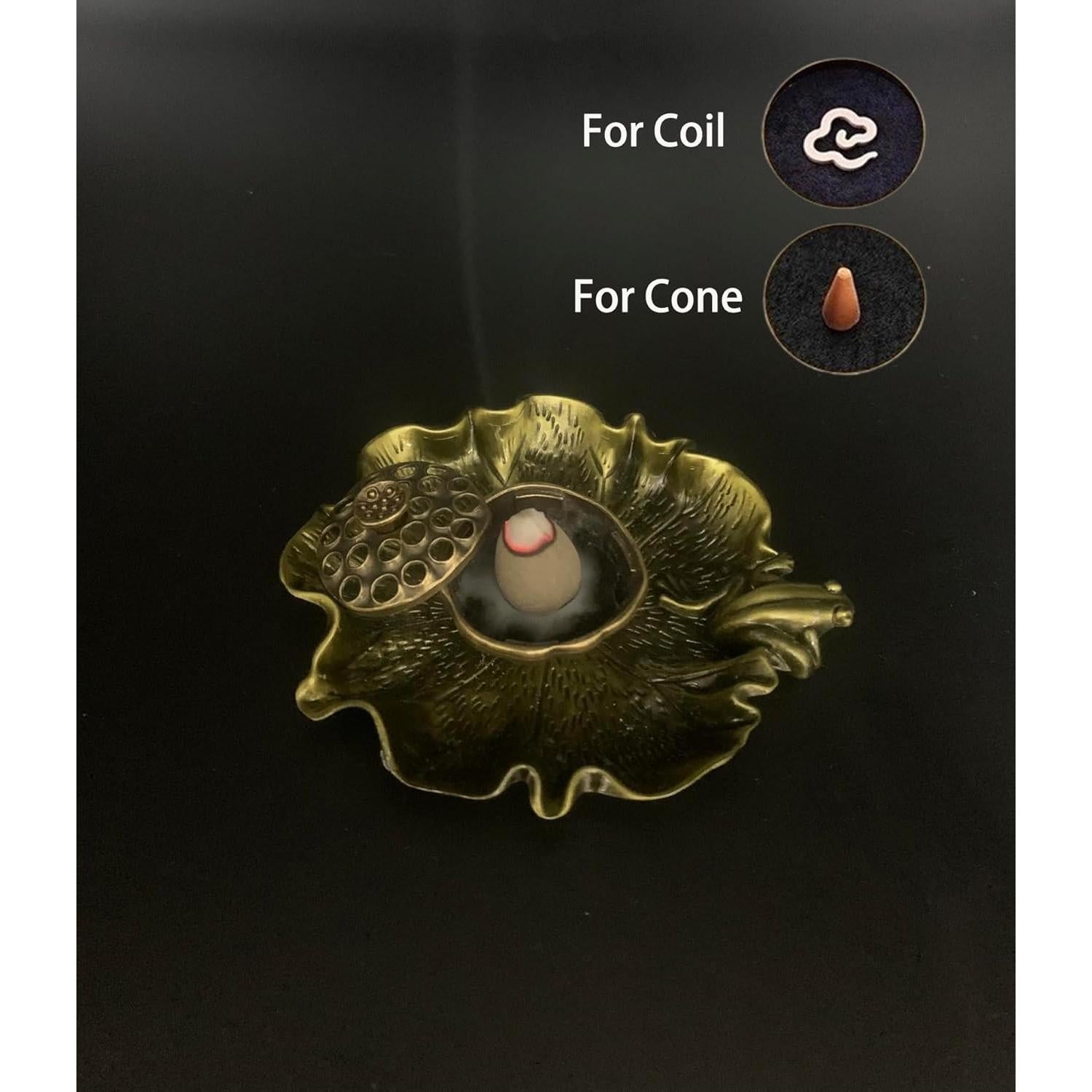 Quemador de Incienso Mini Loto y Rana JTK Design Bronce