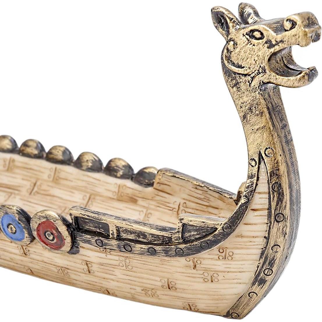 Quemador de Incienso Comeon Barco Dragón Resina 25cm