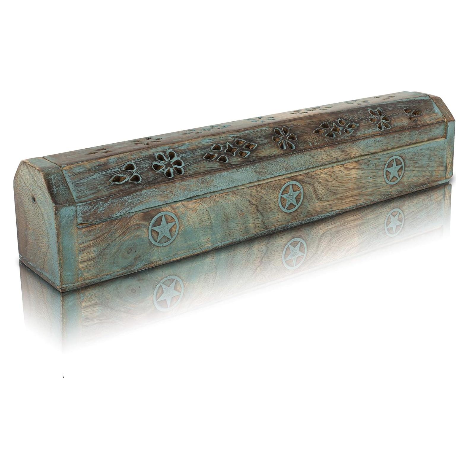 Soporte de Incienso de Madera de Mango Ecológico Azul 30.48 cm