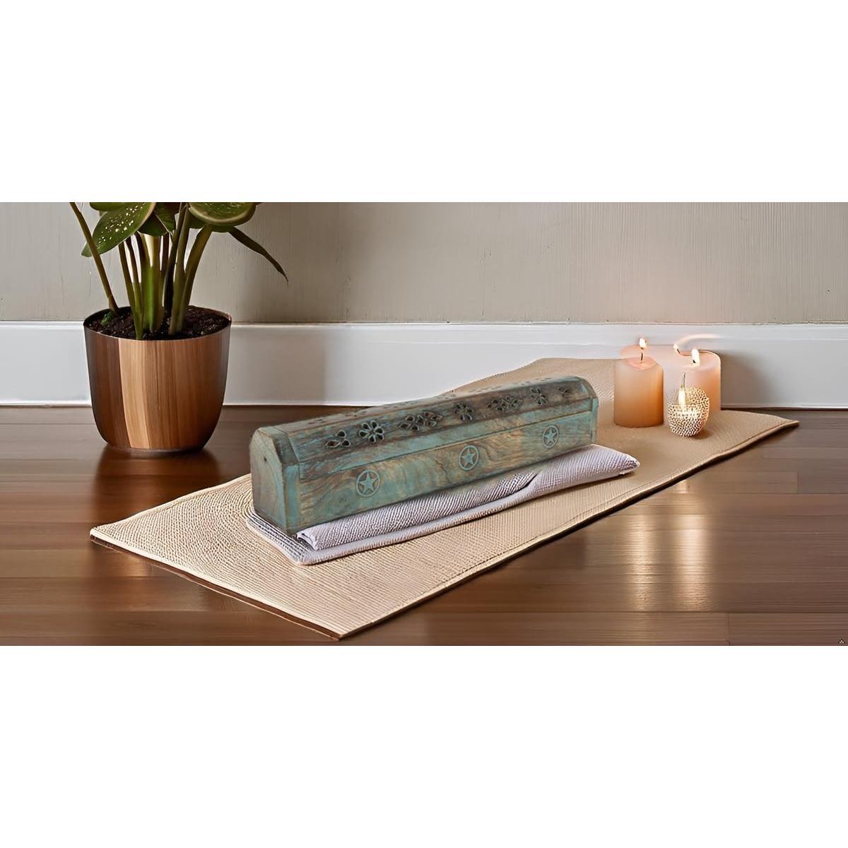 Soporte de Incienso de Madera de Mango Ecológico Azul 30.48 cm