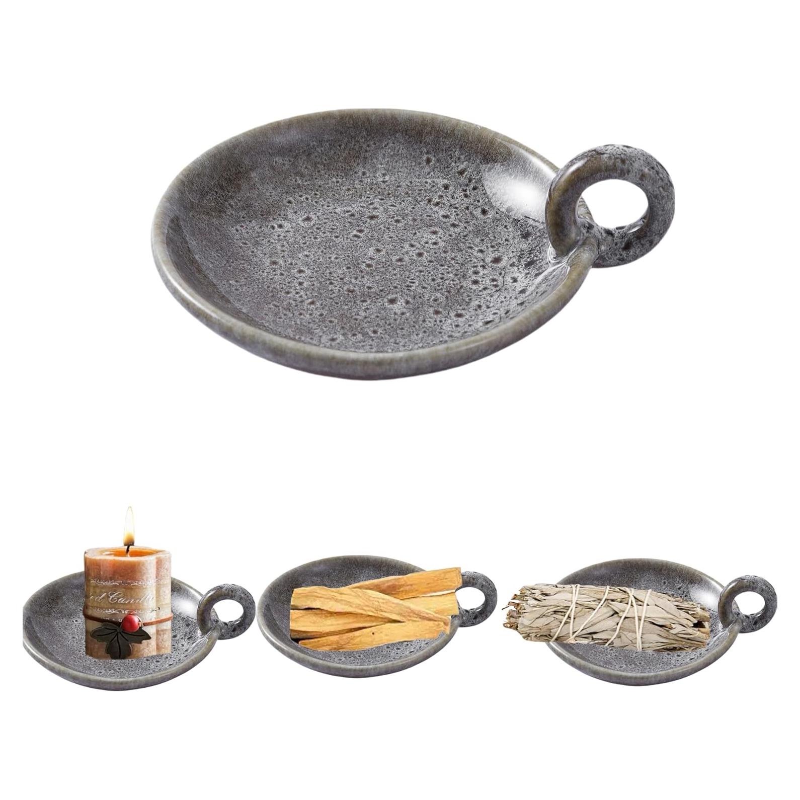 Soporte de Vela de Cerámica Vintage VIRFONOR Verde 12cm