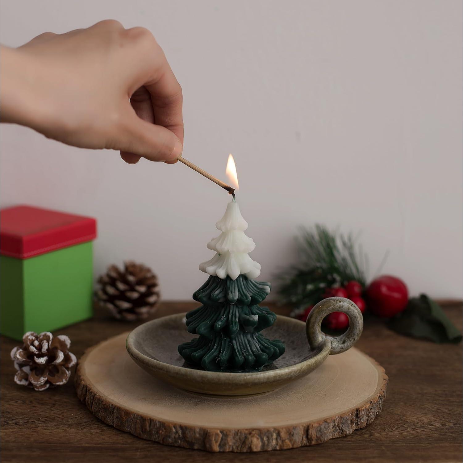 Soporte de Vela de Cerámica Vintage VIRFONOR Verde 12cm