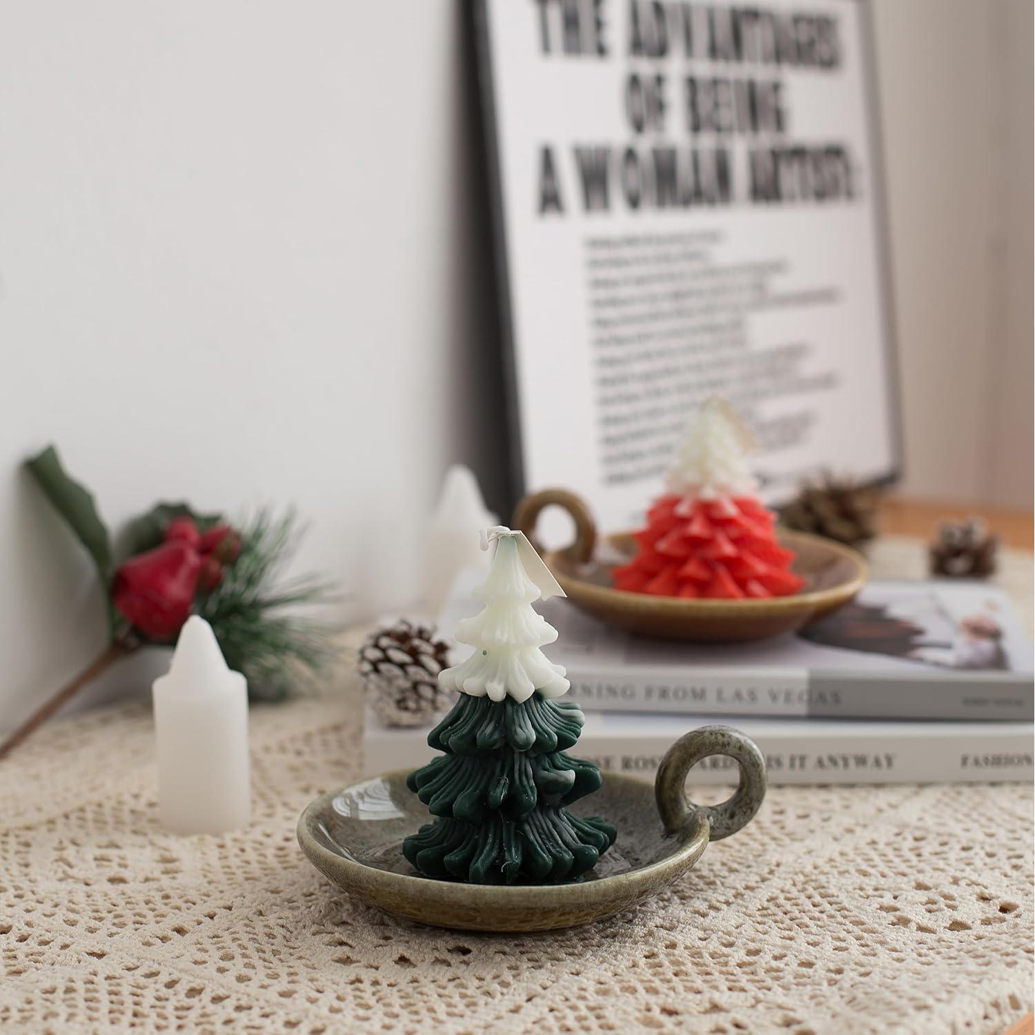 Soporte de Vela de Cerámica Vintage VIRFONOR Verde 12cm