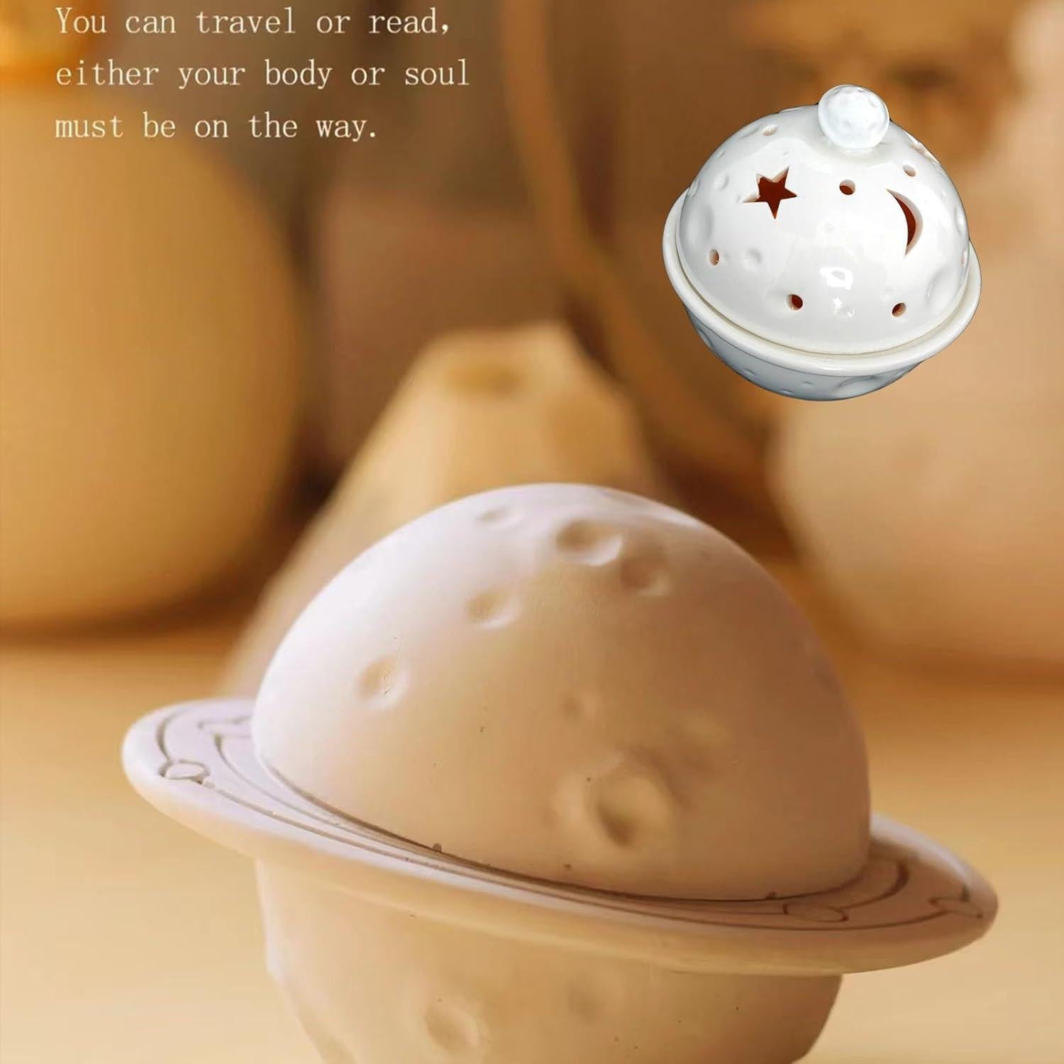 Soporte de Incienso Cerámica Mutochy Luna 5 en 1 Dorado