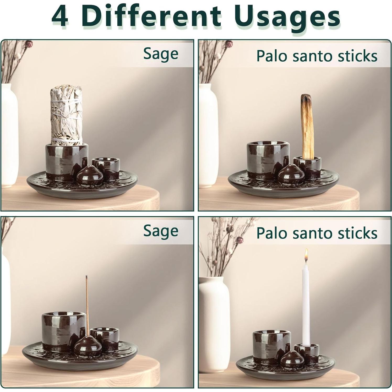 Soporte de Incienso Cerámica Comeon Patrón Leopardo 13x5cm