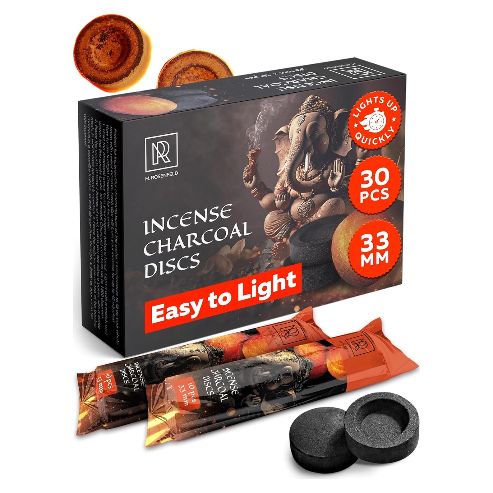Discos de Carbón para Incienso M. ROSENFELD - 30 pcs 33 mm