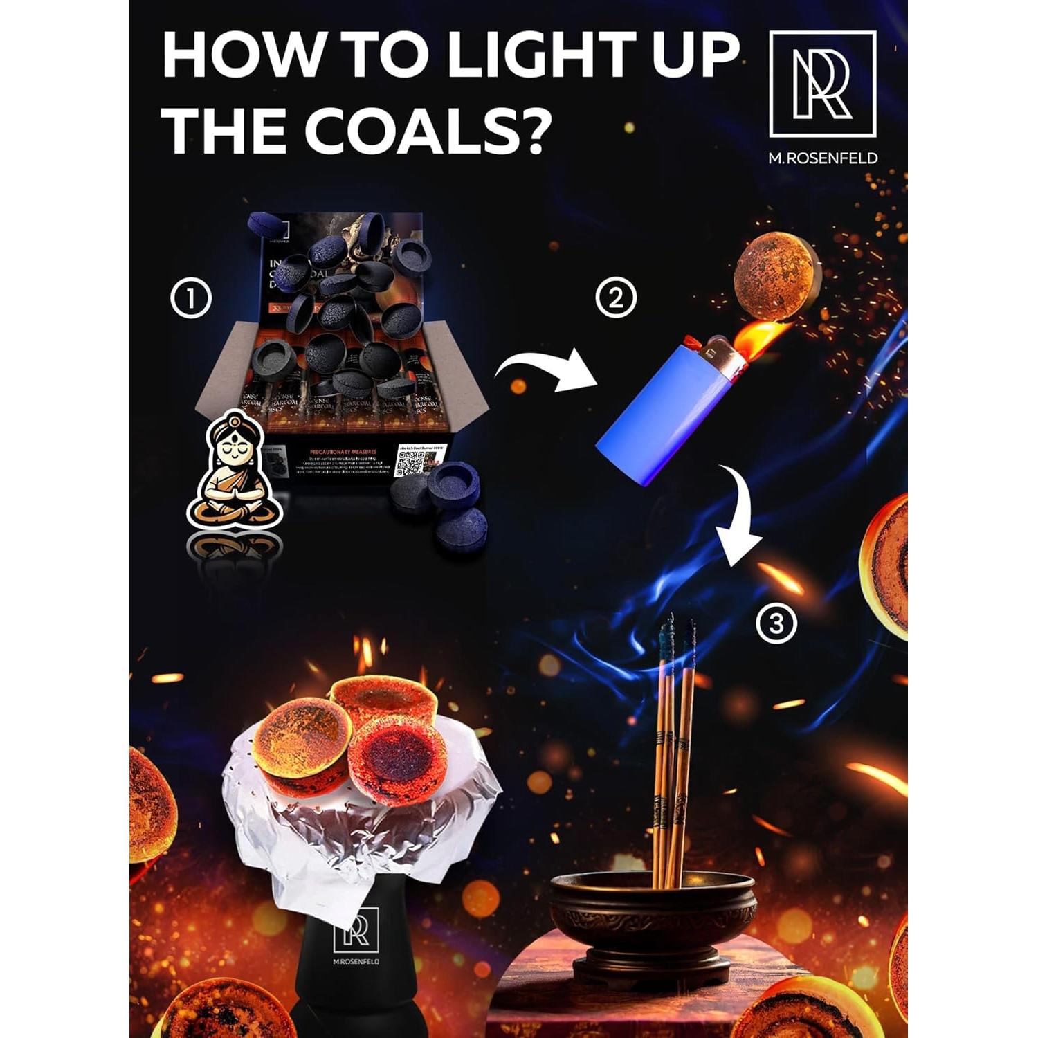 Discos de Carbón para Incienso M. ROSENFELD - 30 pcs 33 mm