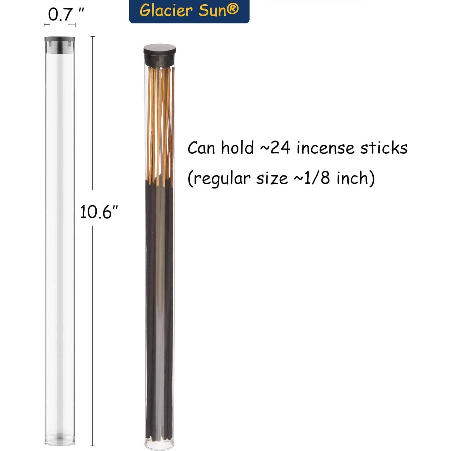 Tubo plástico transparente Glacier Sun 12 unidades para incienso