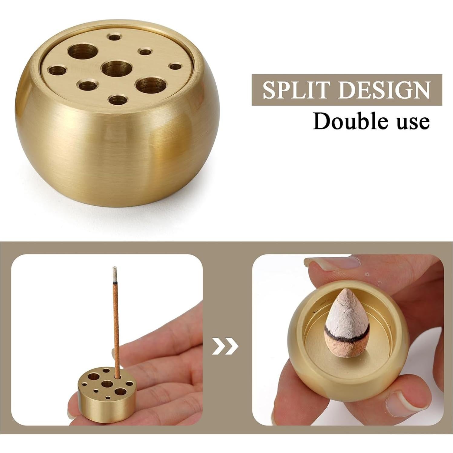 Soporte de Incienso Latón SUJIAMEI 9 Agujeros Doble Uso