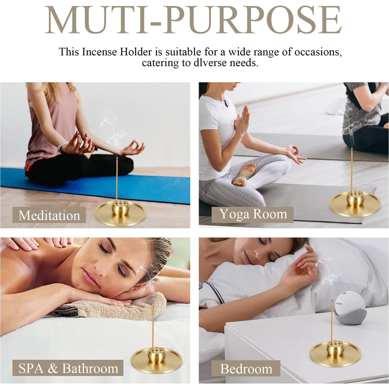 Soporte de Incienso Latón SUJIAMEI 9 Agujeros Doble Uso