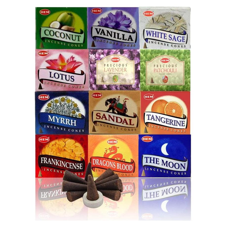 Conos de Incienso HEM - Paquete de 120 Conos Naturales