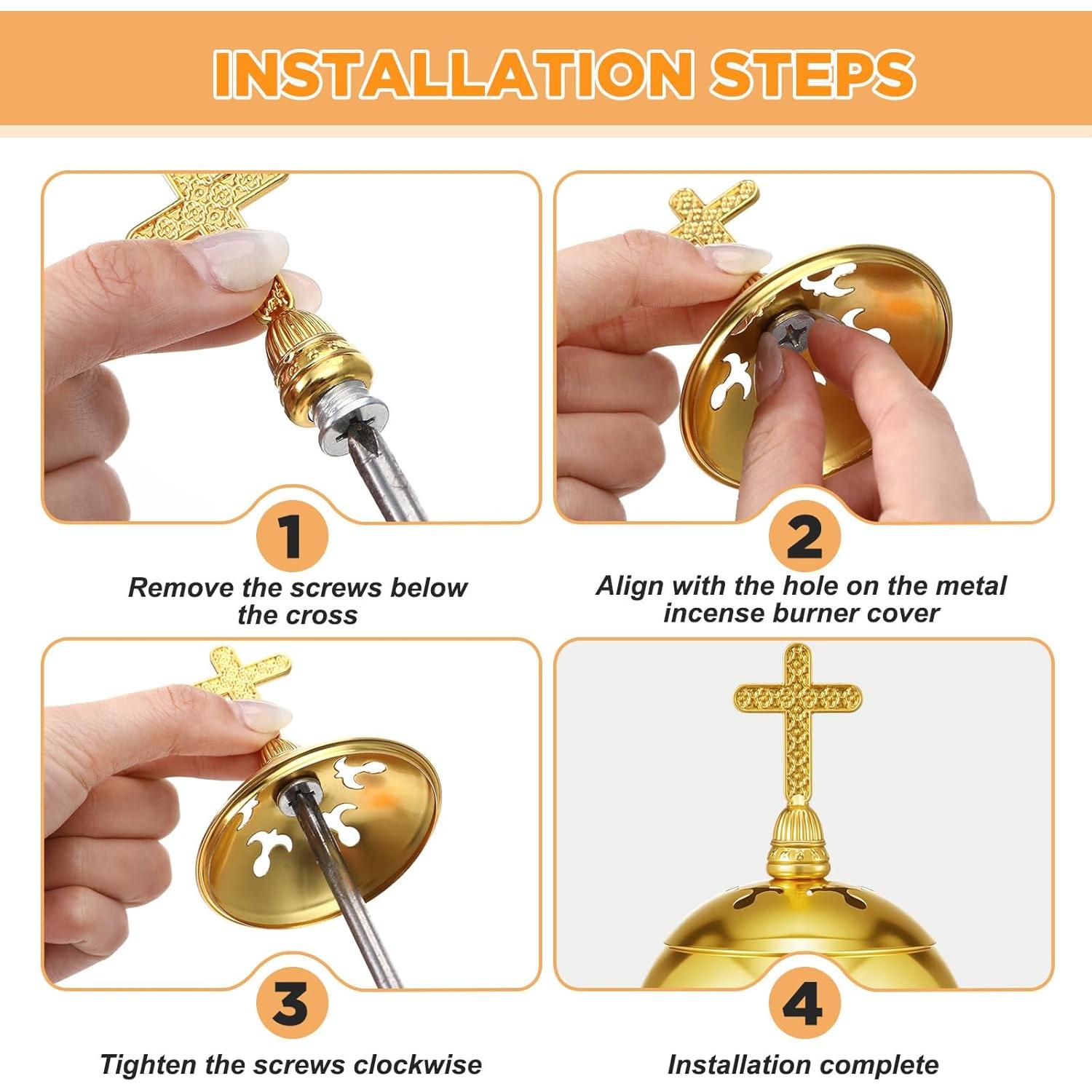 Horno de Incienso Católico Zonon Oro 20cm con Pinzas