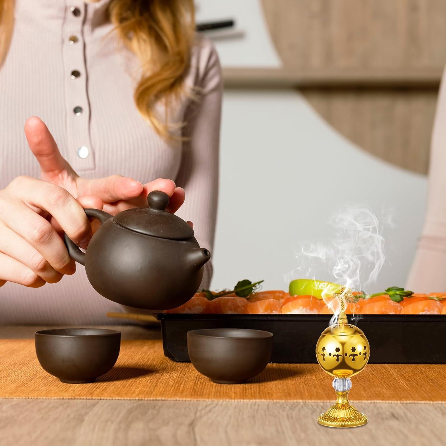 Horno de Incienso Católico Zonon Oro 20cm con Pinzas