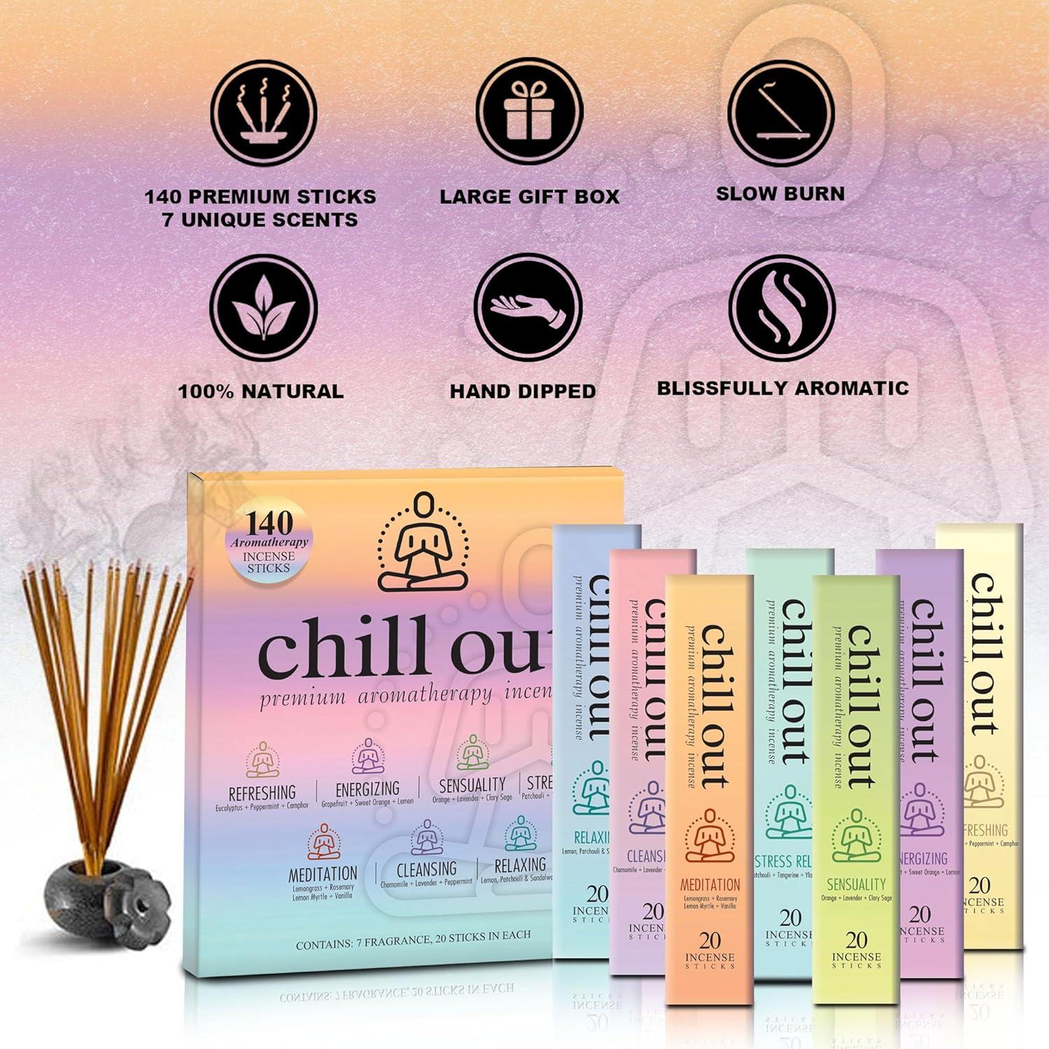 Set de Incienso Aromaterapia Mecka Chill Out - 140 Palitos