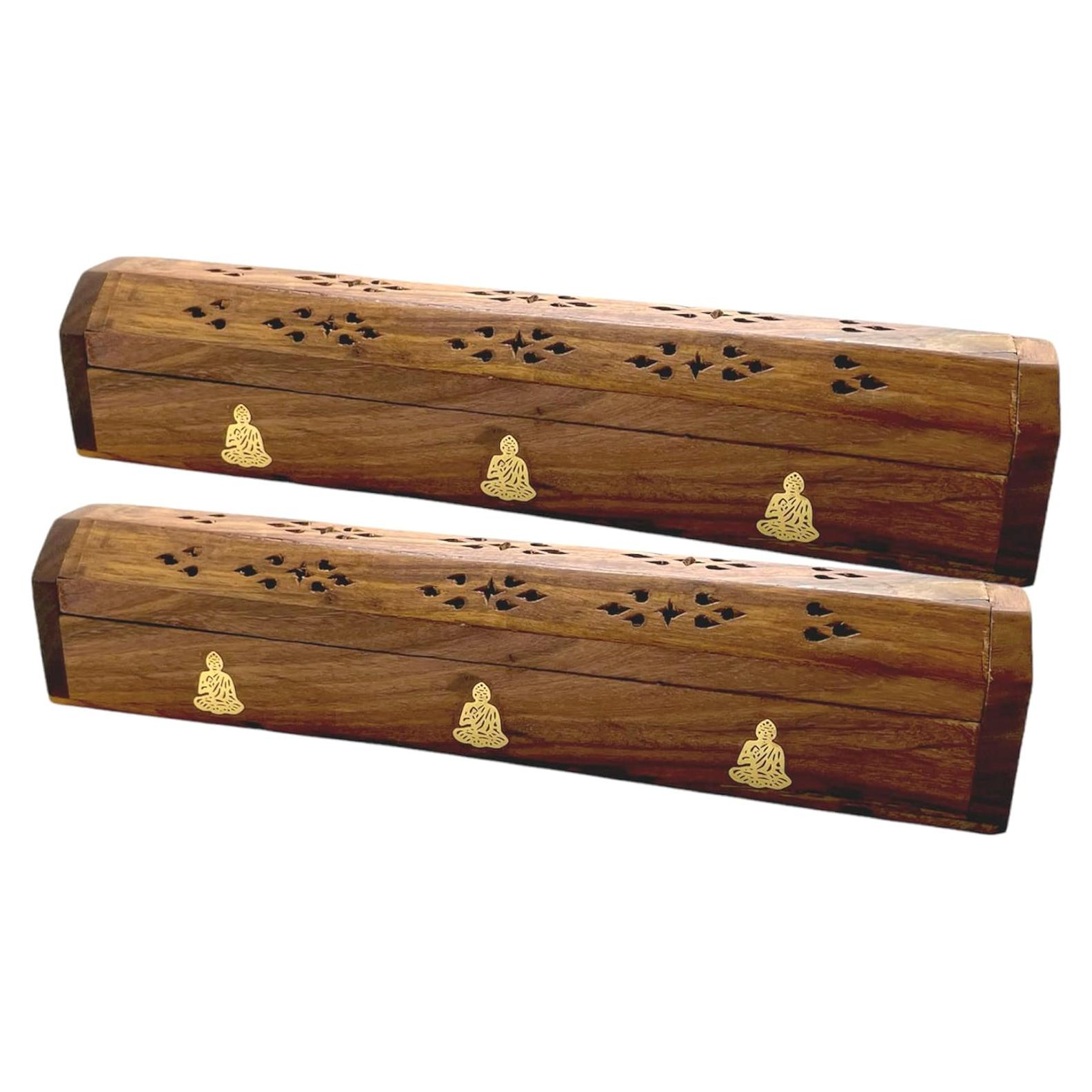 Quemadores de Incienso Crystalo - 2 Piezas de Madera Buda