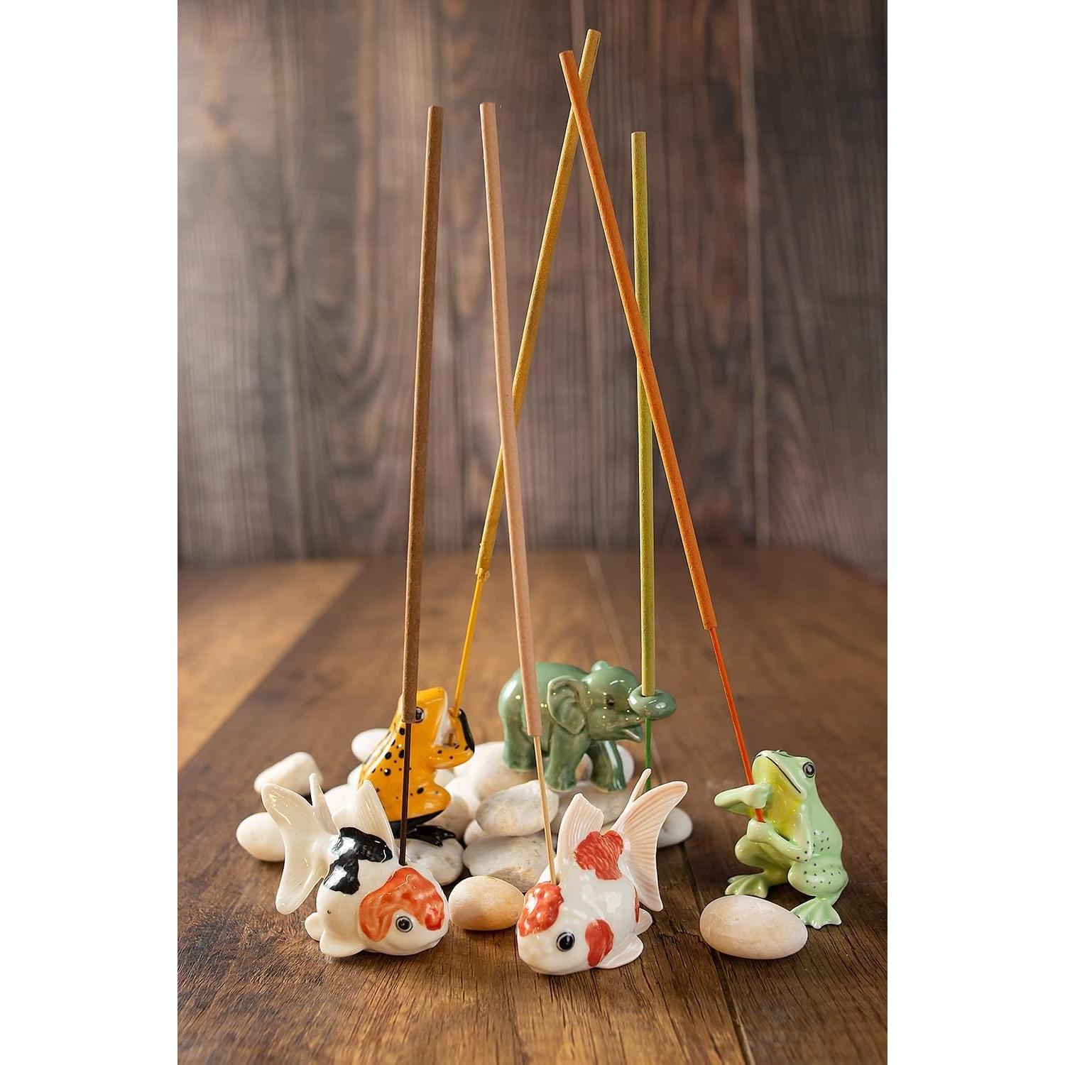 Soporte de Incienso Rana Cerámica Verde Oscuro 5.08 cm