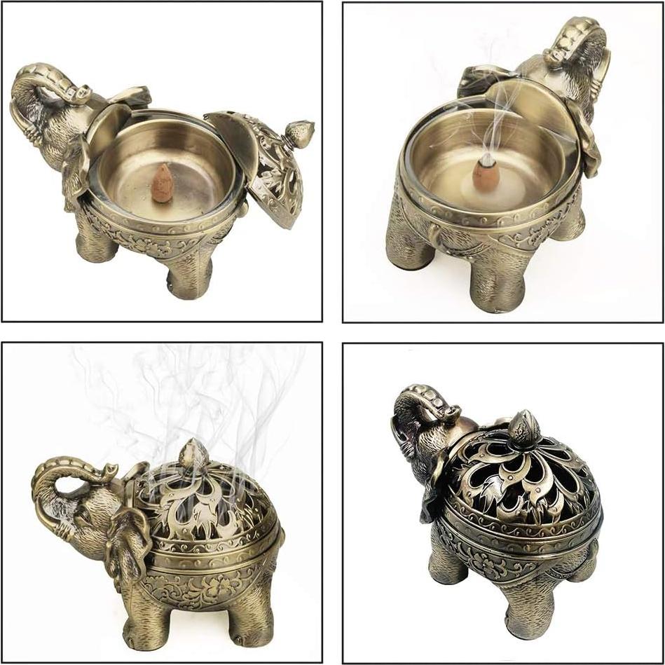Soporte de Incienso Elefante Hourwof Bronce 16x10x13cm