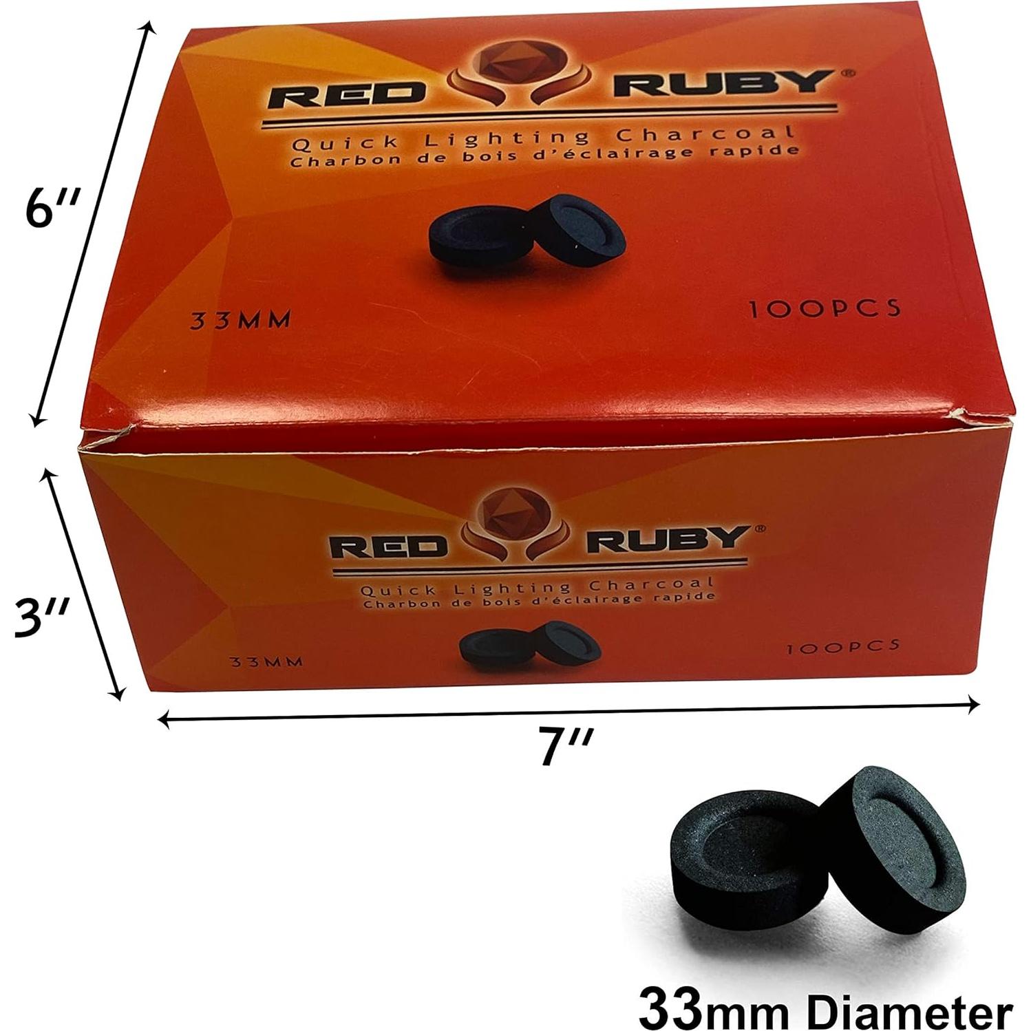 Discos de Carbón Rubí Rojo - 100 Tabletas - Encendido Rápido