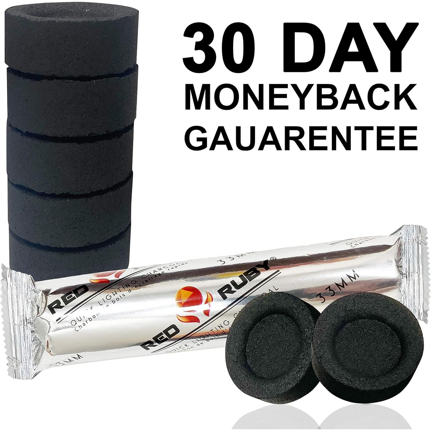 Discos de Carbón Rubí Rojo - 100 Tabletas - Encendido Rápido