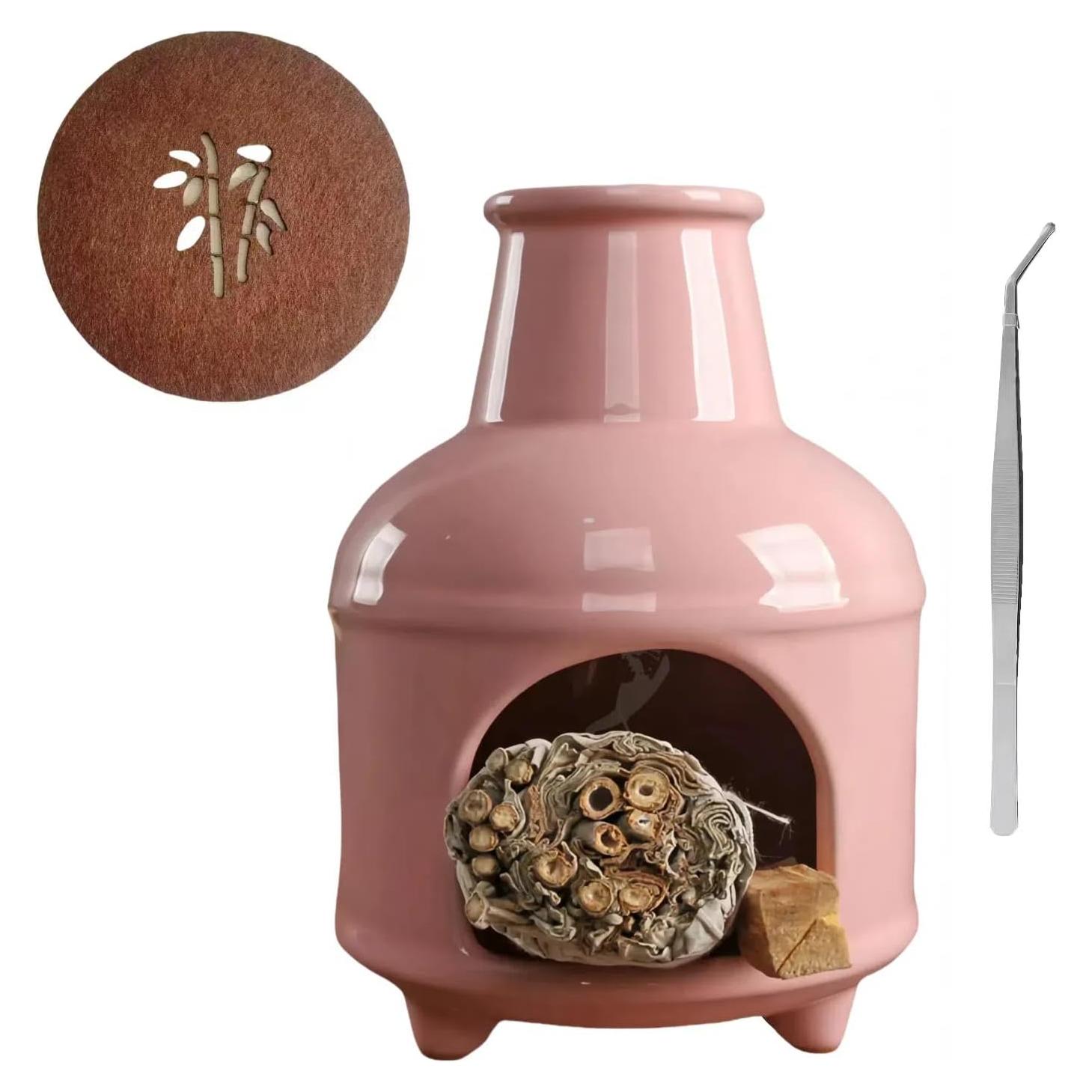 Soporte de Palo Santo Zynzthos Cerámica Rosa 15.7 cm