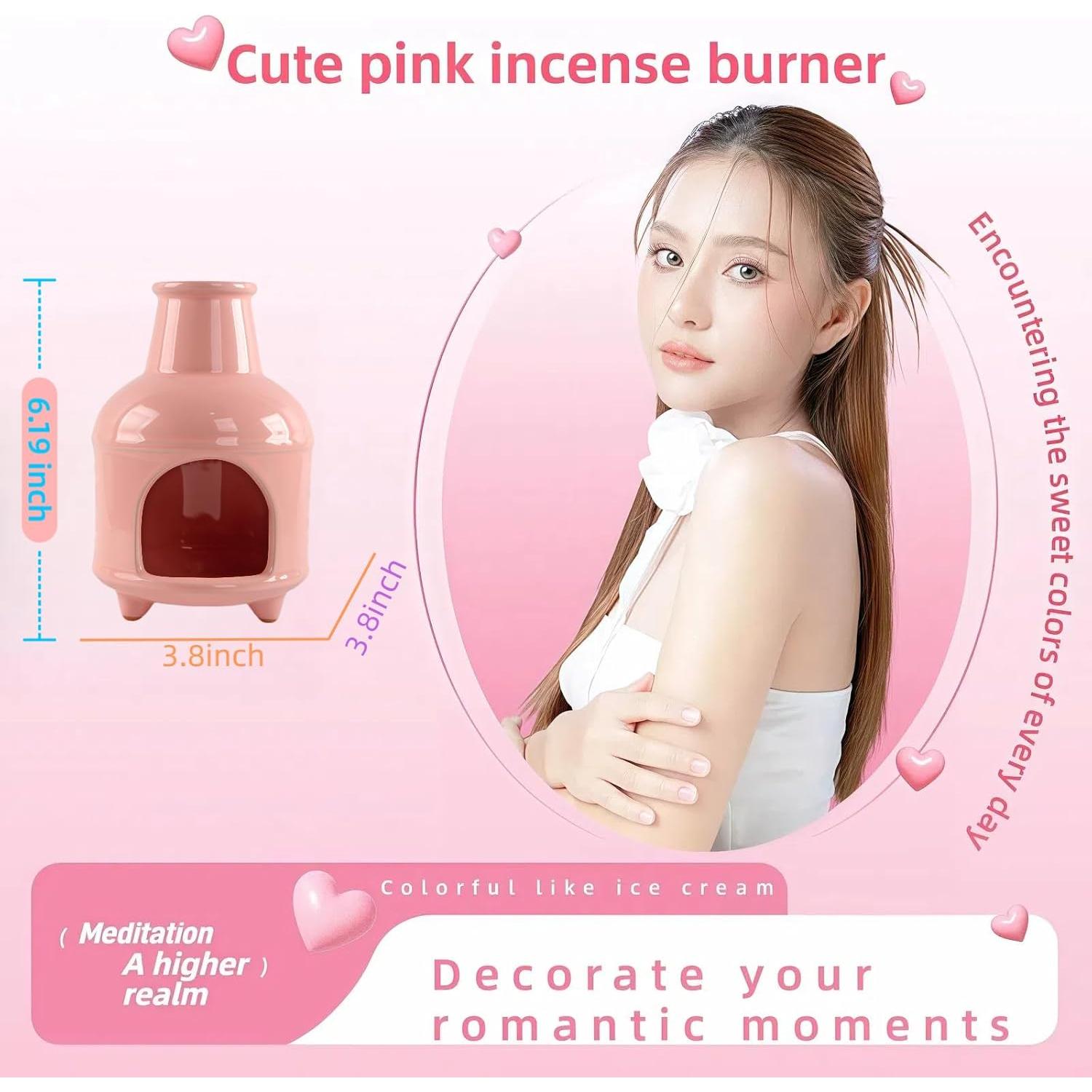 Soporte de Palo Santo Zynzthos Cerámica Rosa 15.7 cm