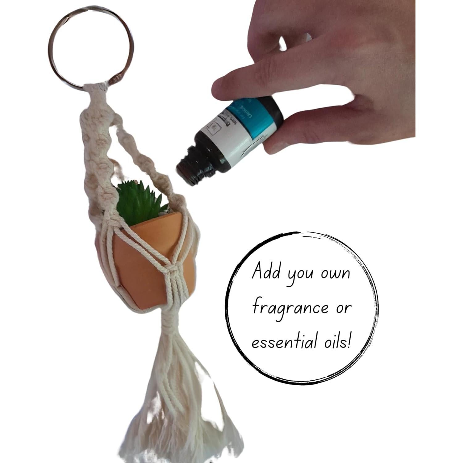 Ambientador de Aire para Auto Macramé Suculenta 26x6 cm