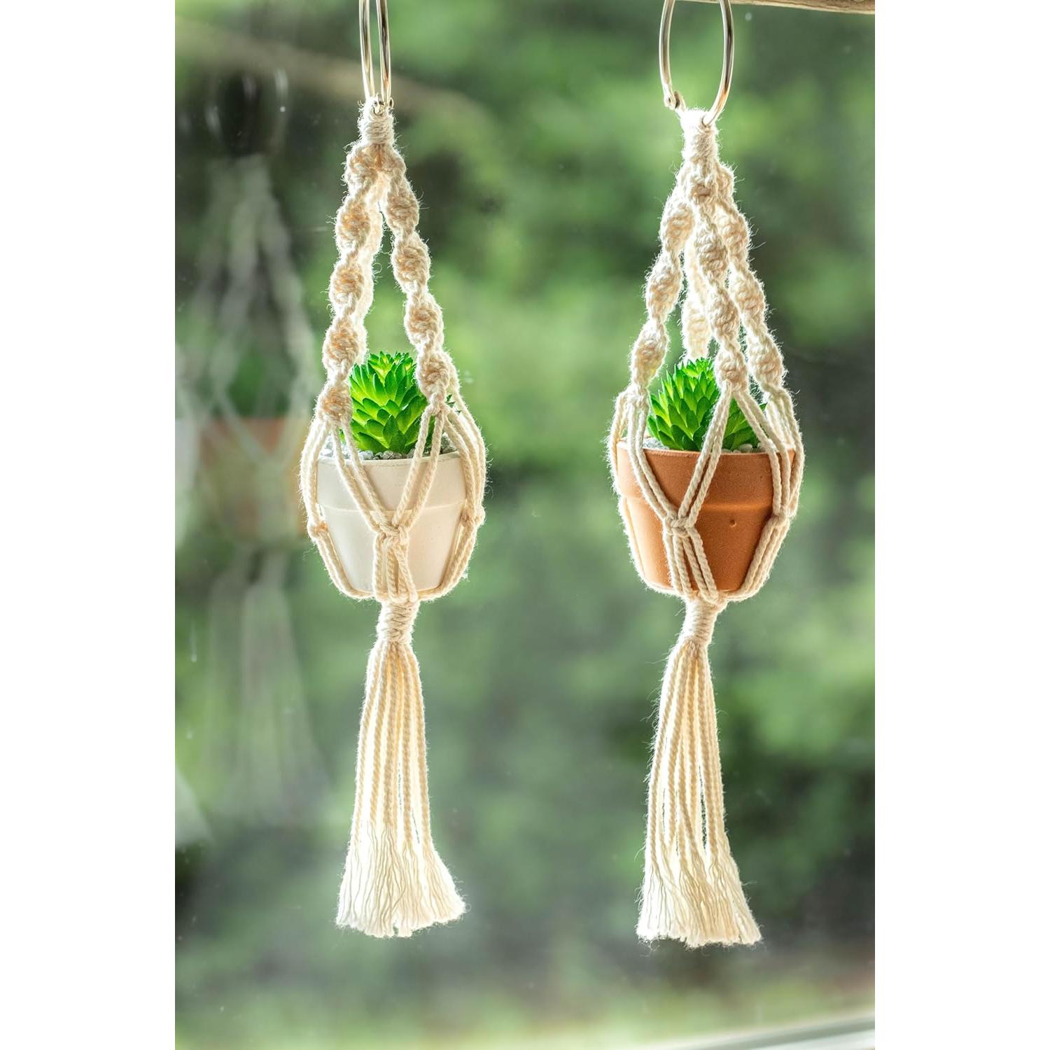 Ambientador de Aire para Auto Macramé Suculenta 26x6 cm