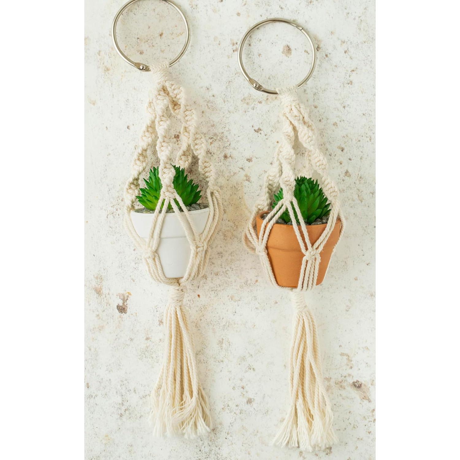 Ambientador de Aire para Auto Macramé Suculenta 26x6 cm