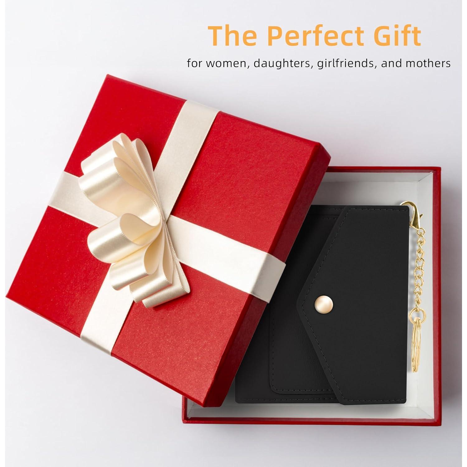 Billetera para Mujeres Gostwo RFID Trifold Negra con Llavero