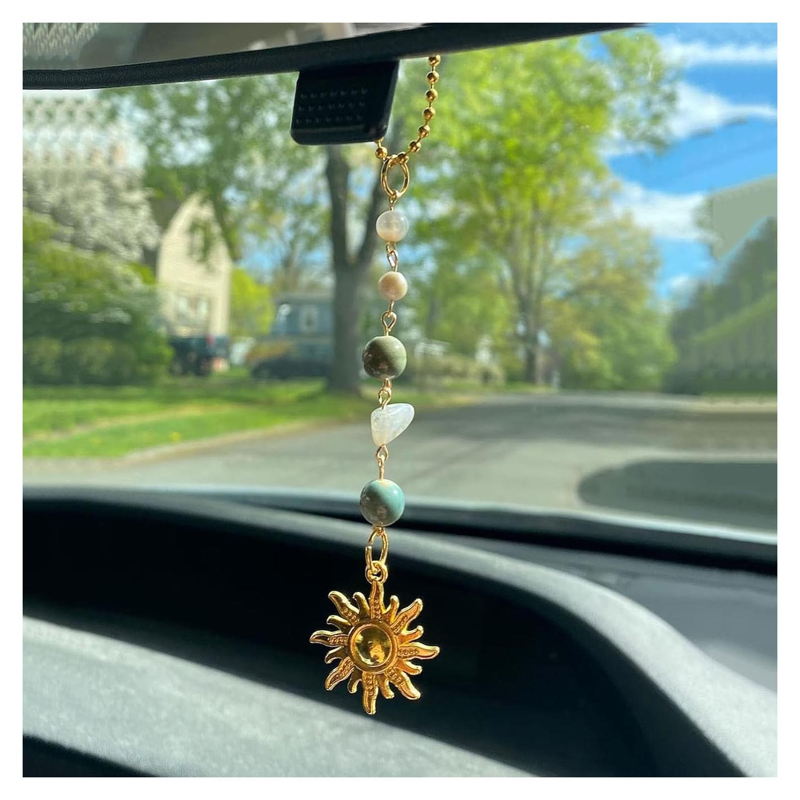 Encanto Colgante de Coche YTYAB Sol Verde y Dorado 17.78 cm