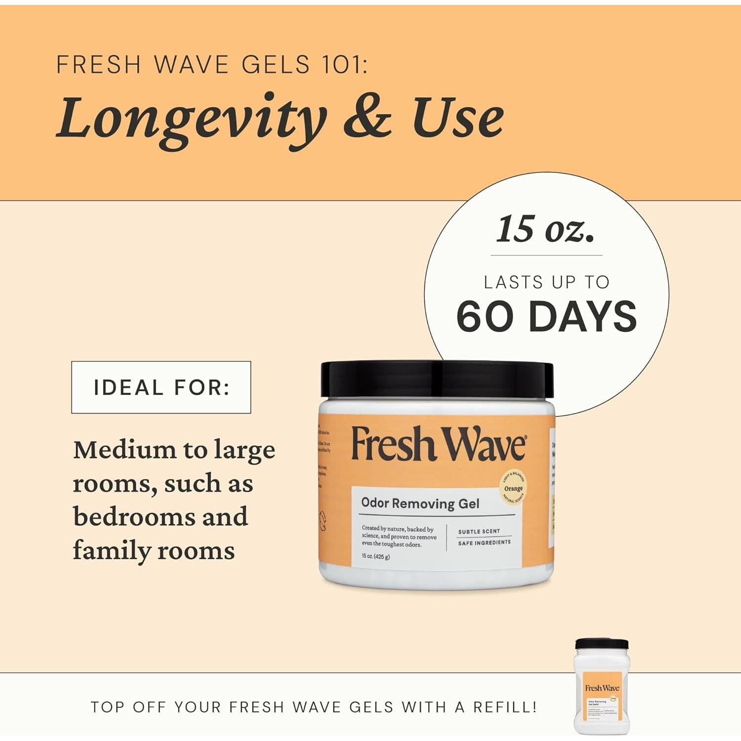 Gel Eliminador de Olores Fresh Wave Naranja 425 g - Paquete de 2