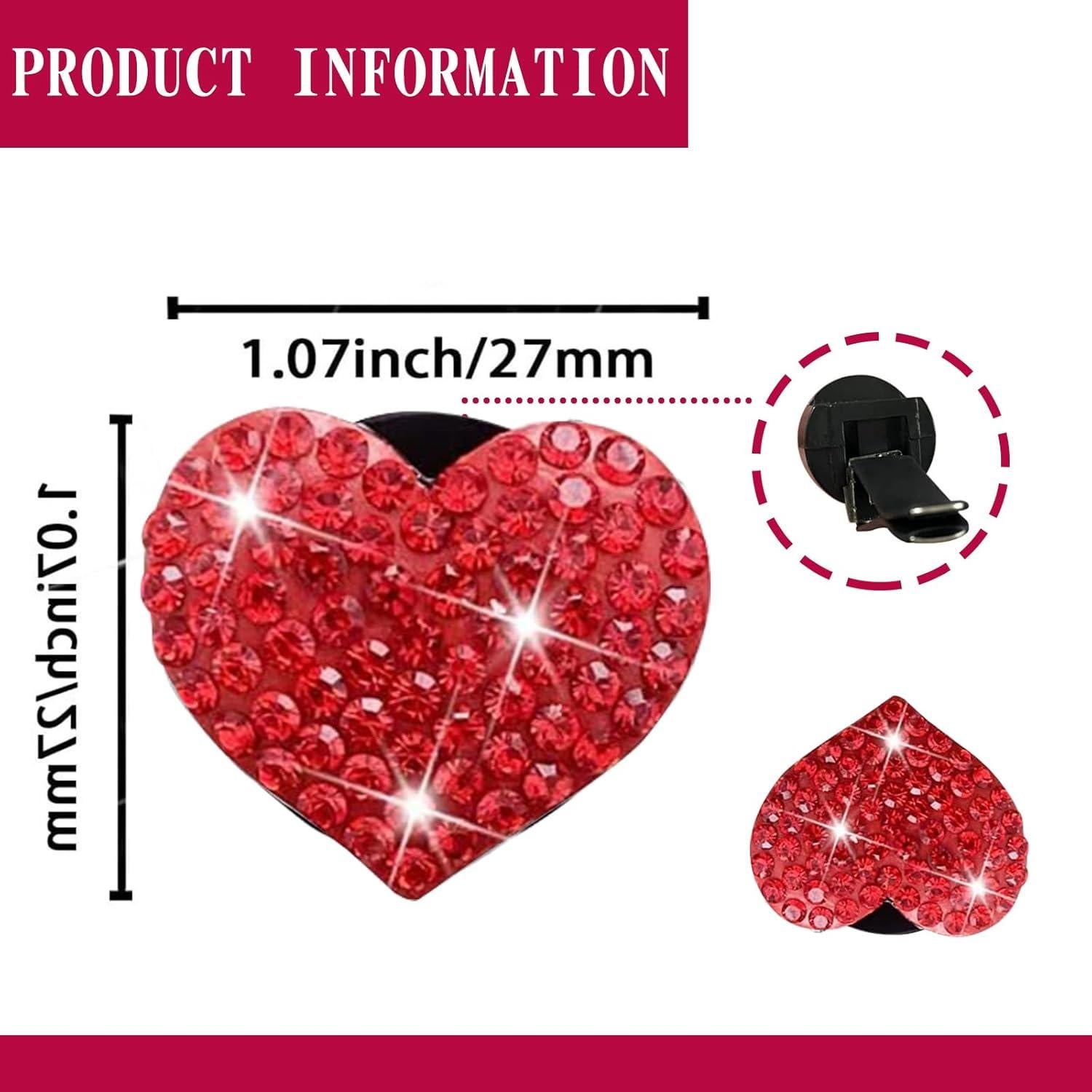 4 Clips de Ventilación Luminuti Corazón Brillante Rojo