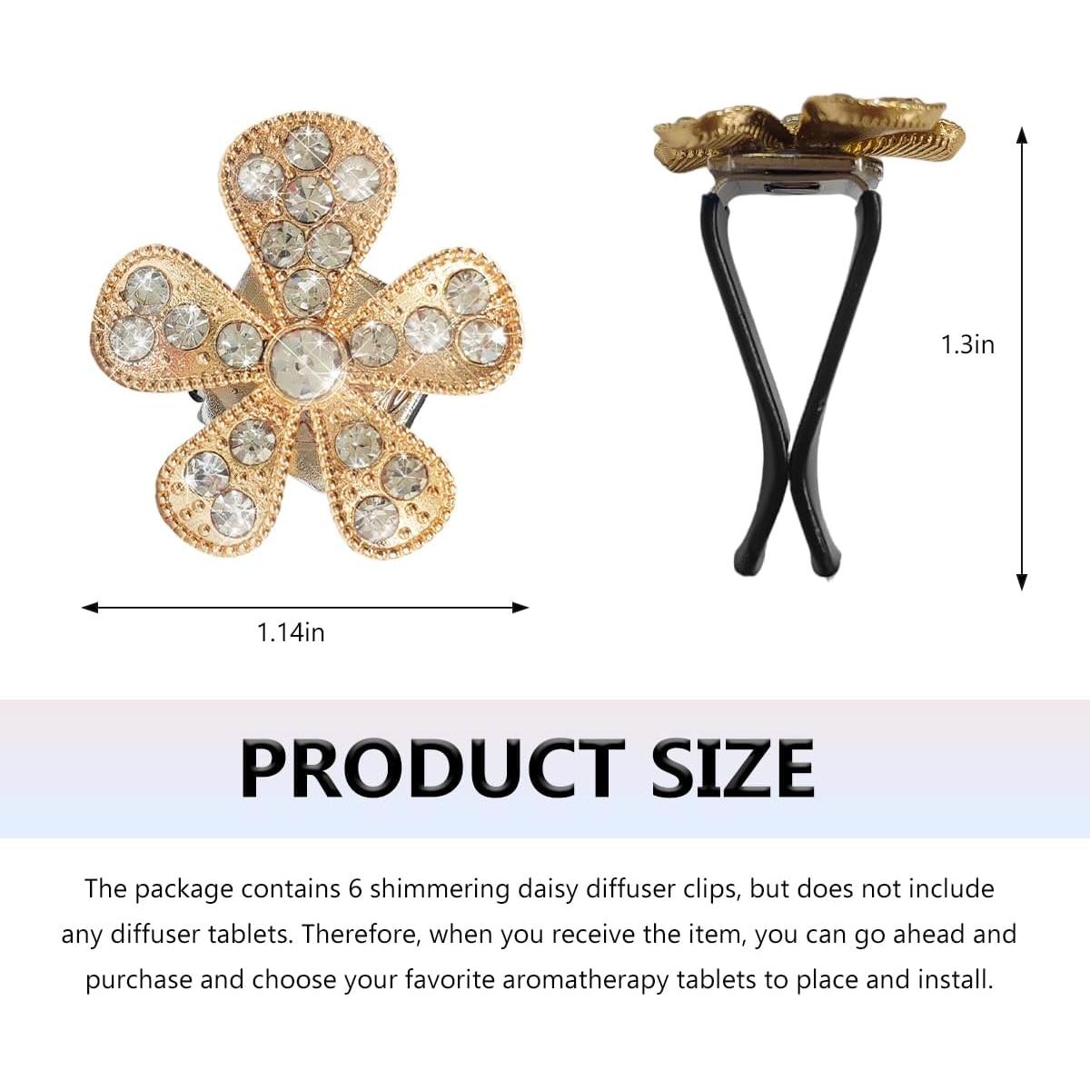 6 Clips de Ventilación de Aire MUQIDA Flor Margarita Dorado