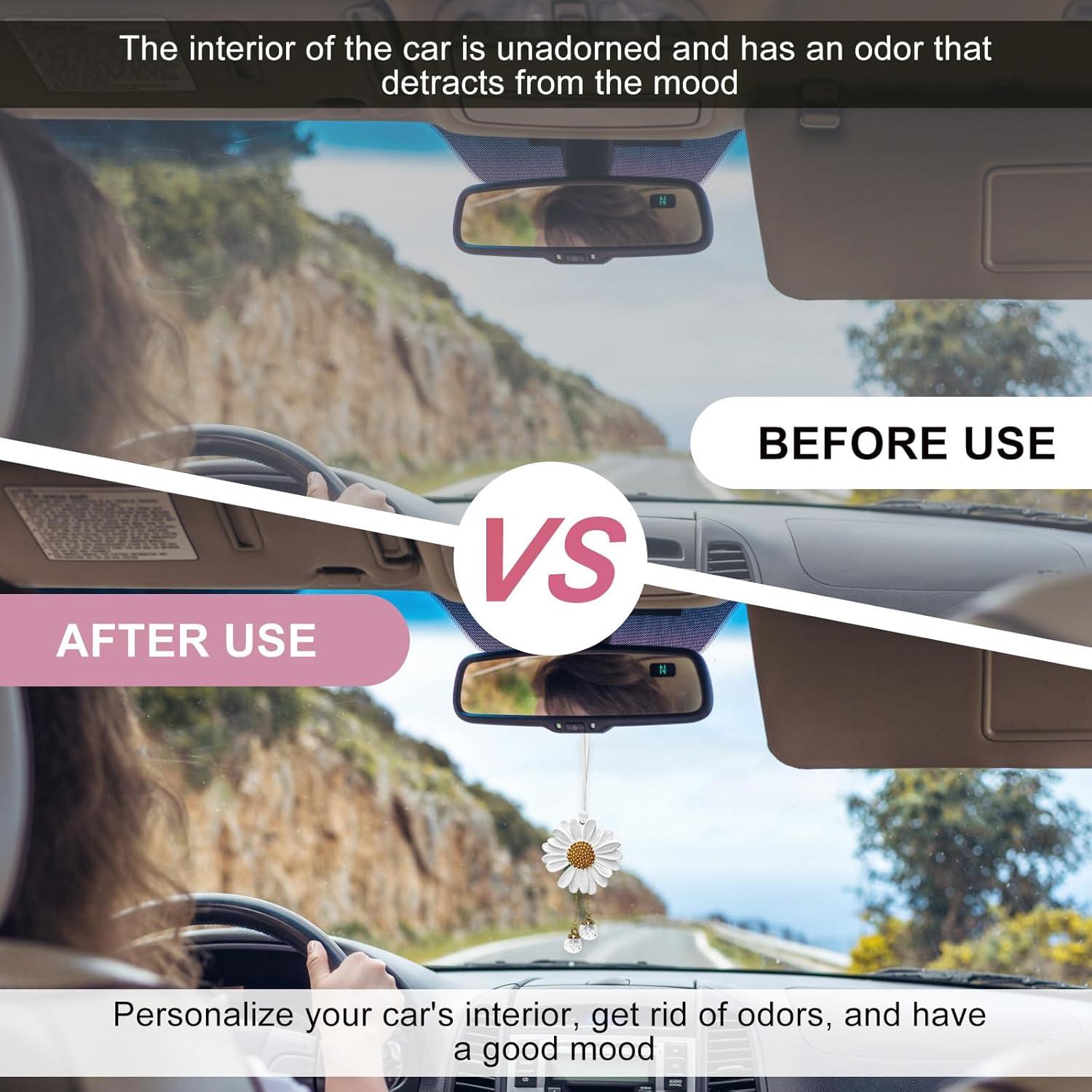 Adorno Colgante Daisy Wevdn para Auto - Yeso Blanco 11x6 cm