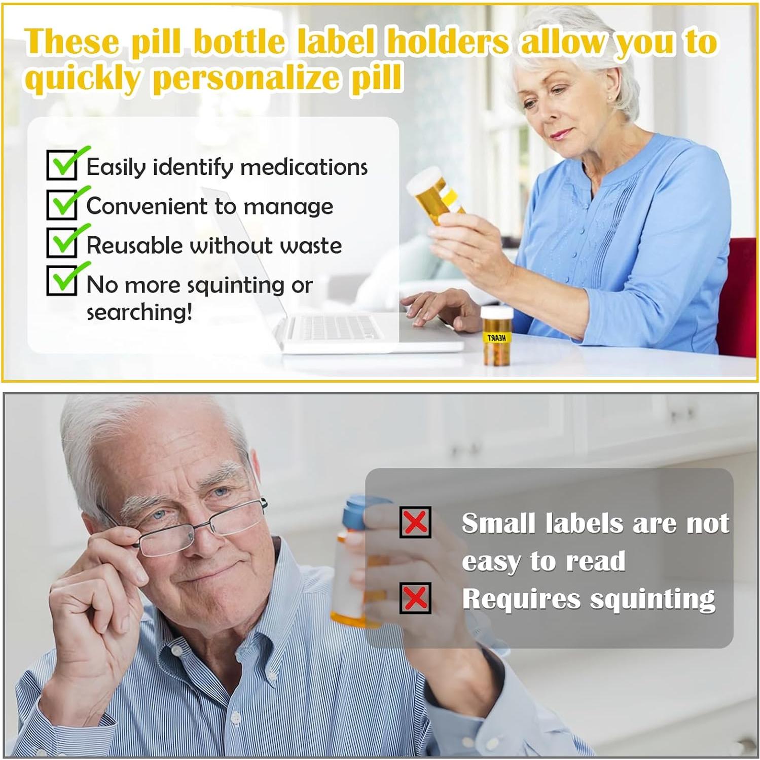 36 Clips para Botellas de Medicamentos DOAGEAS - Etiquetas y Marcador