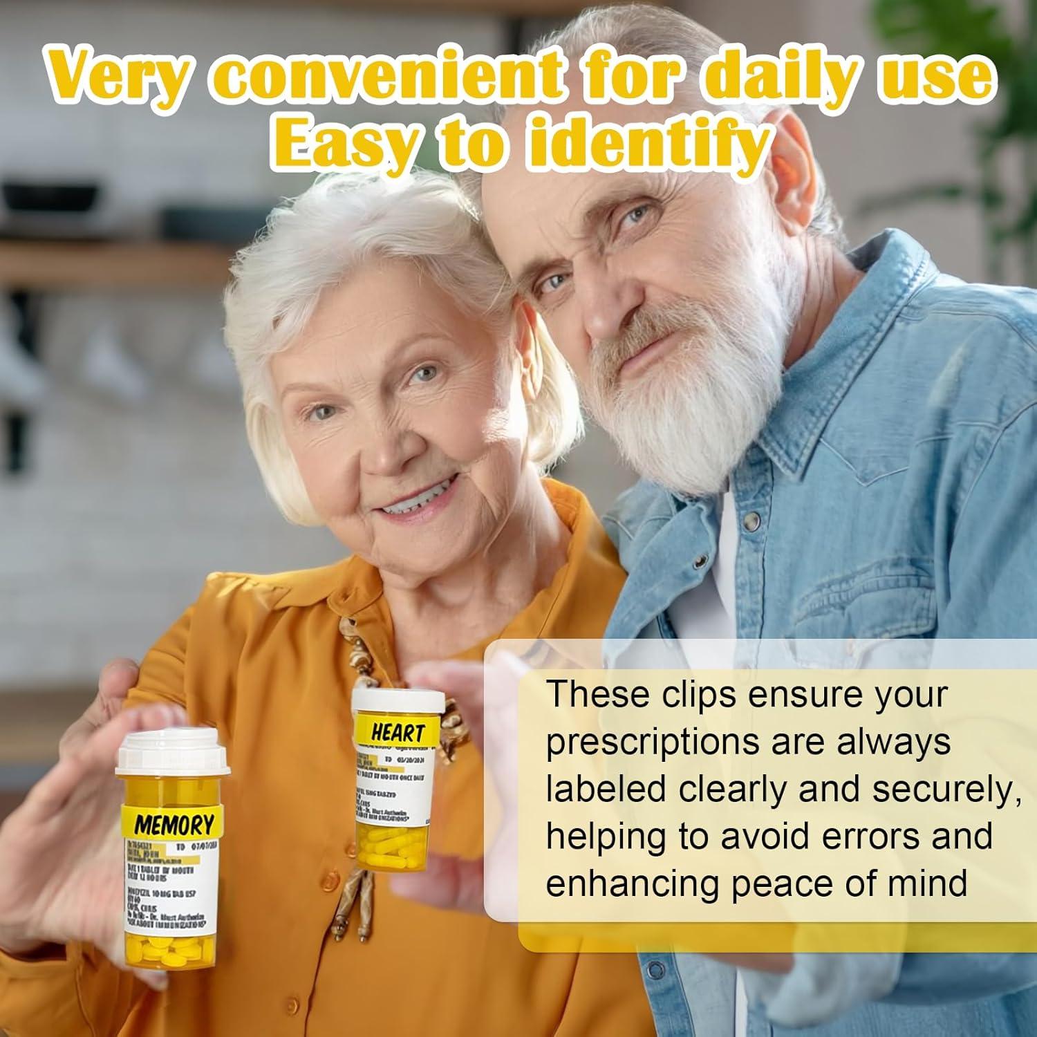 36 Clips para Botellas de Medicamentos DOAGEAS - Etiquetas y Marcador