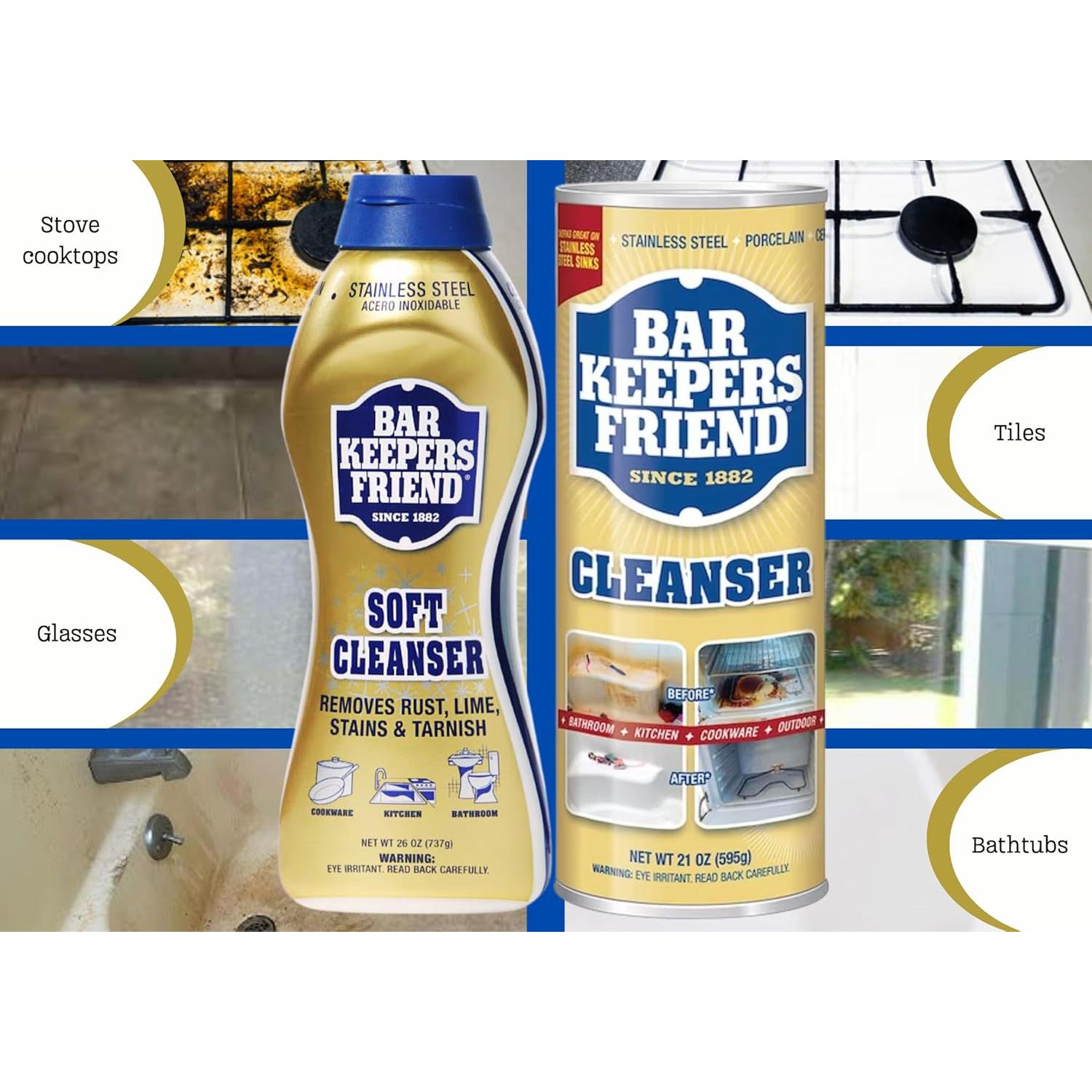 Limpiador Multiusos Bar Keepers Friend 769 ml + 595 g + 6 Esponjas