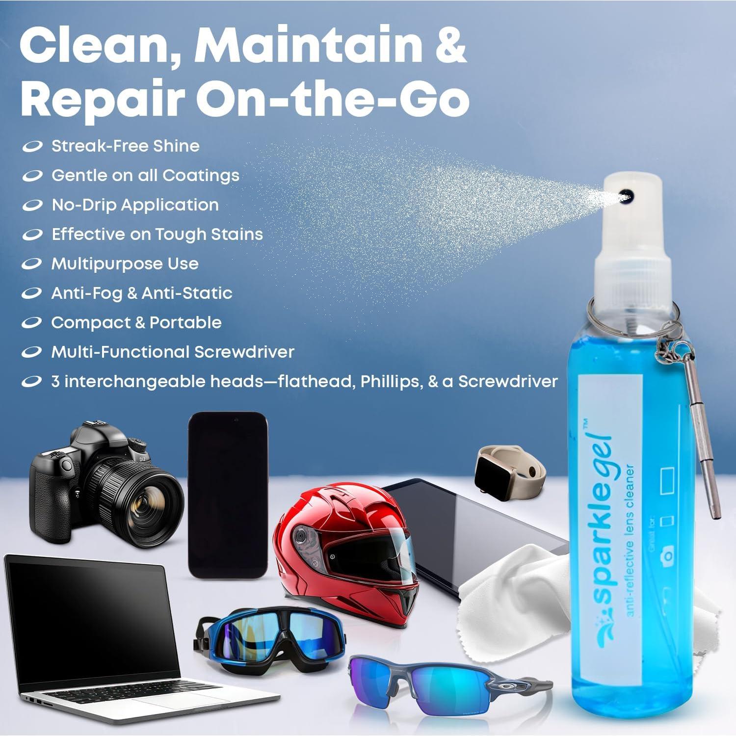Kit de limpieza de gafas OPTIPAK - 2x2oz spray + 2 paños + destornillador