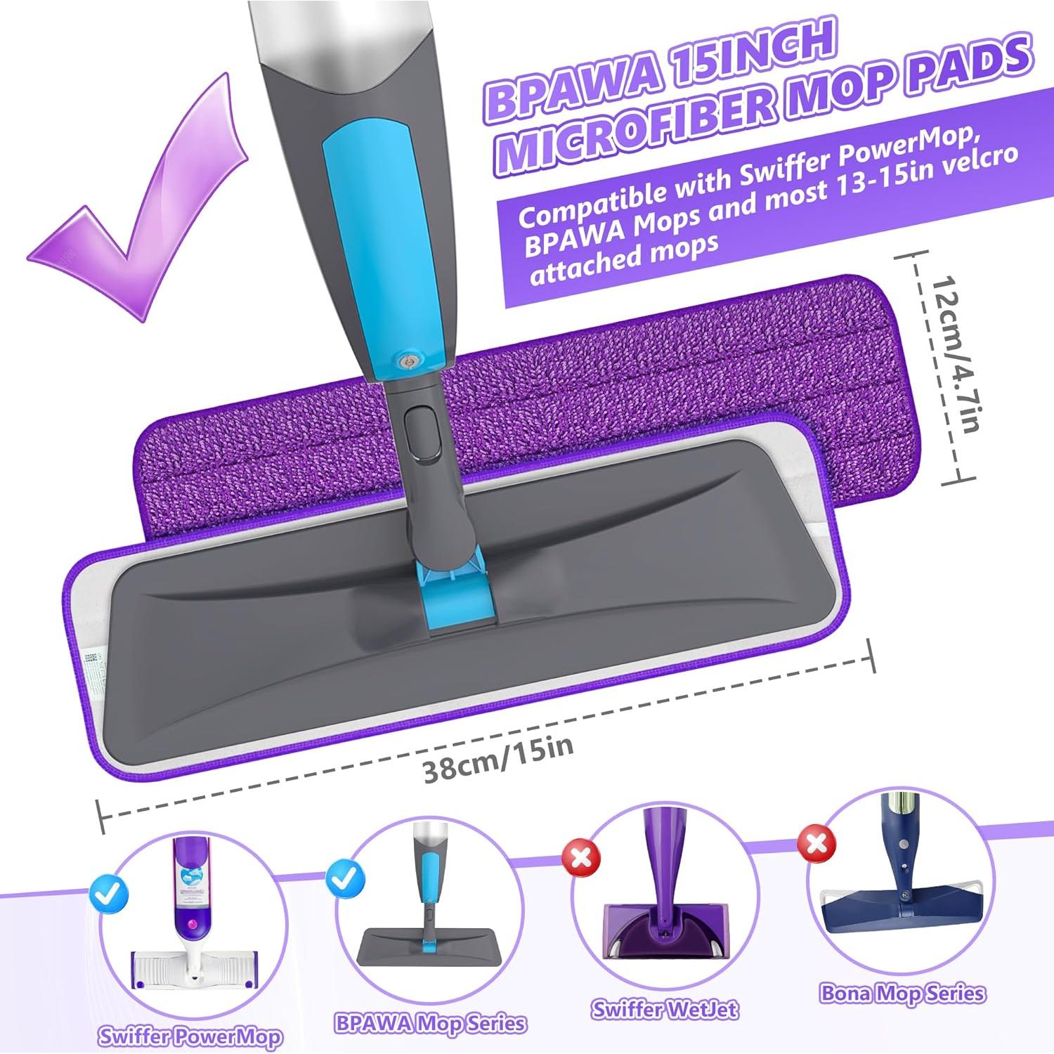 4 Almohadillas Reutilizables Microfibra BPAWA 15" para Mopa